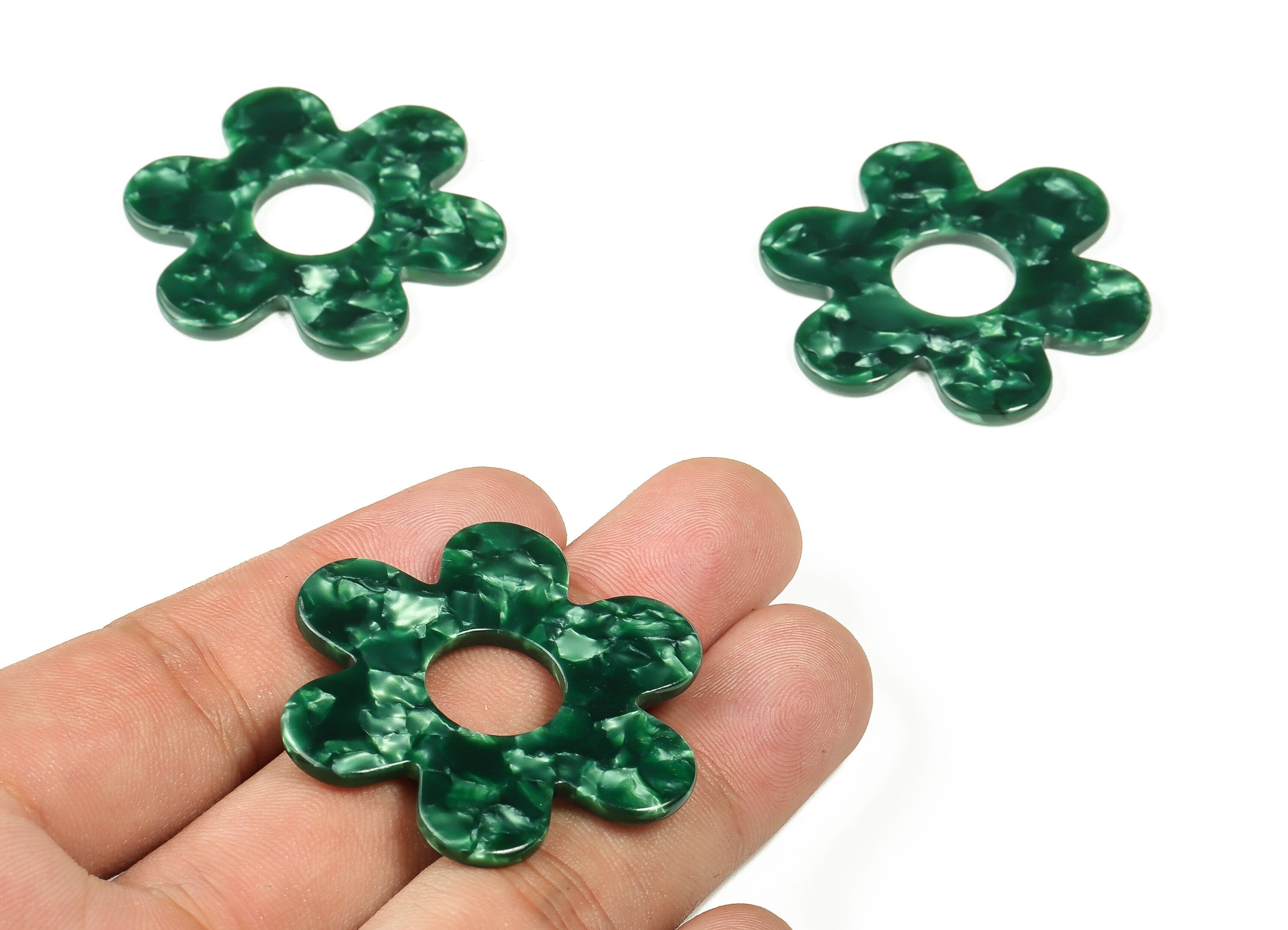 Acrylic Flower Earring Charms - Acrylic Flower Pendant - Jewelry Making Supplies - Color Code:A404 - 42.12x42.08x2.57mm - AC2290-A404 - DOMEDBAZAAR