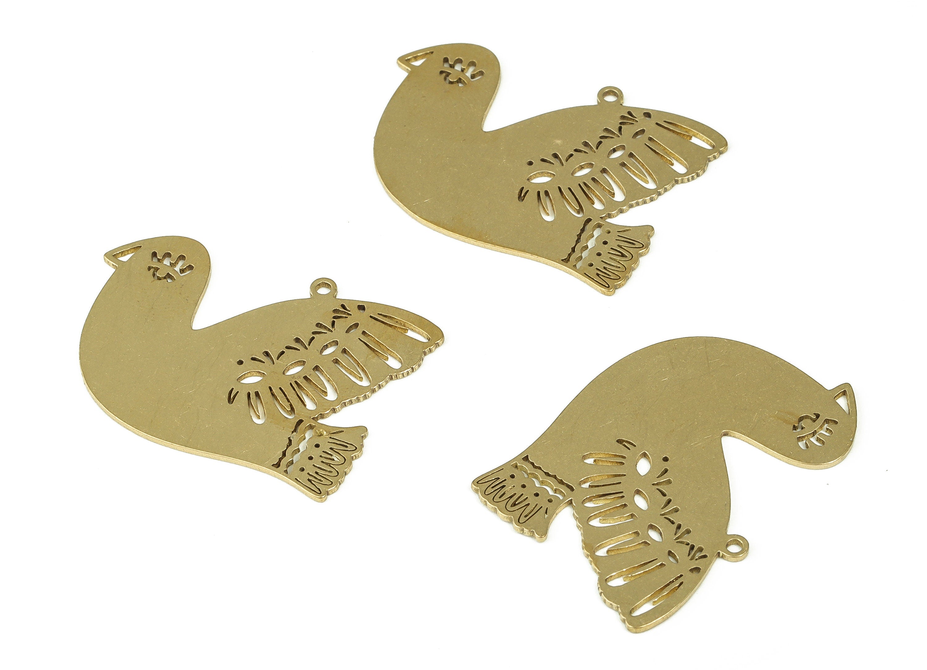Raw Brass Pigeon Pendant Charms - Pigeons Earrings Charm - Brass Bird Charm – DIY Jewelry Supplies - 29.45x20.62x0.7mm- PP4309 - DOMEDBAZAAR