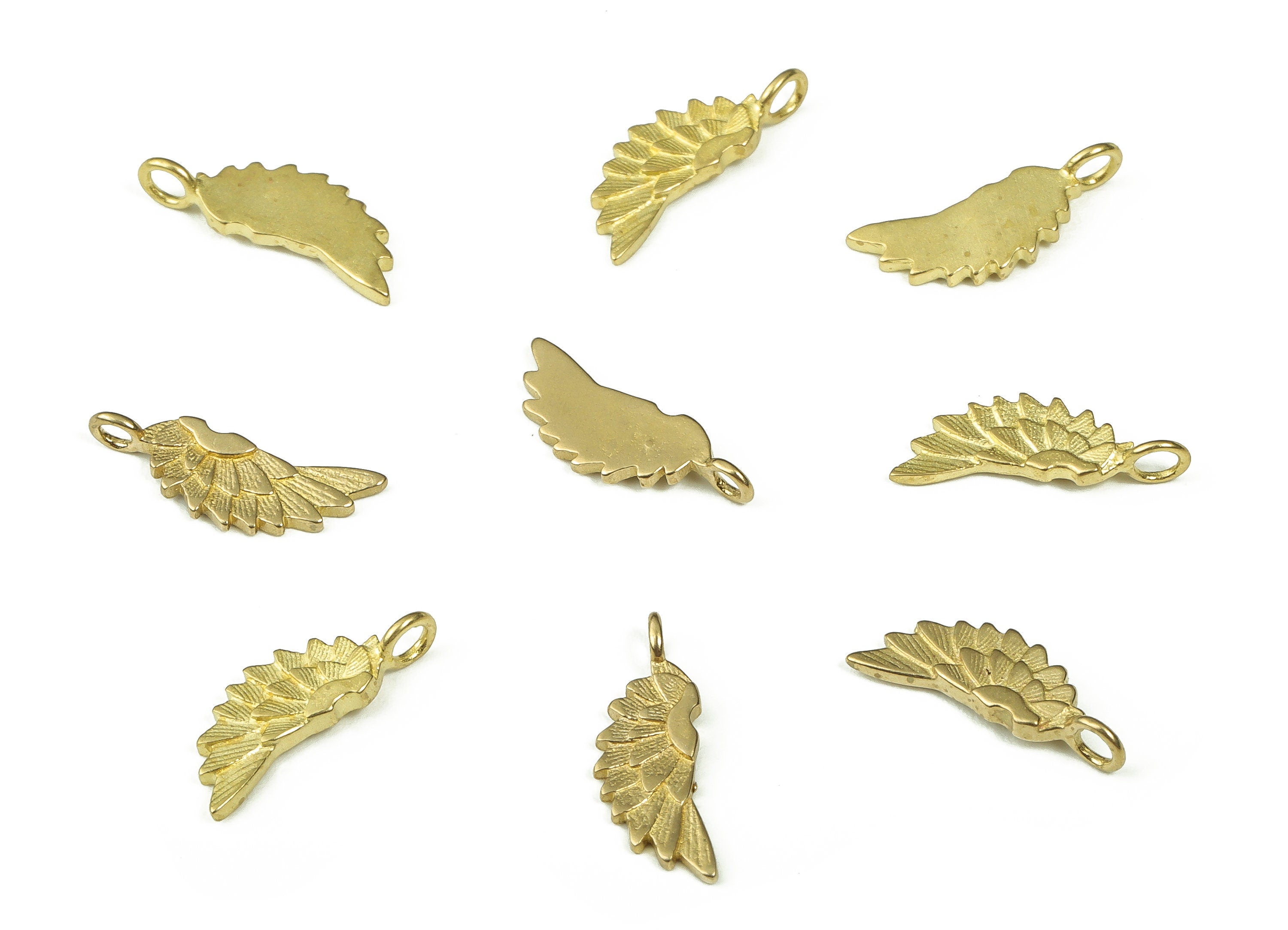 Brass Wing Charm Pendant Charm - Raw Brass Geometric Angel Wing Earring Charm - Jewelry Making Supplies - 14.23x5.28x1.1mm - PP4401 - DOMEDBAZAAR