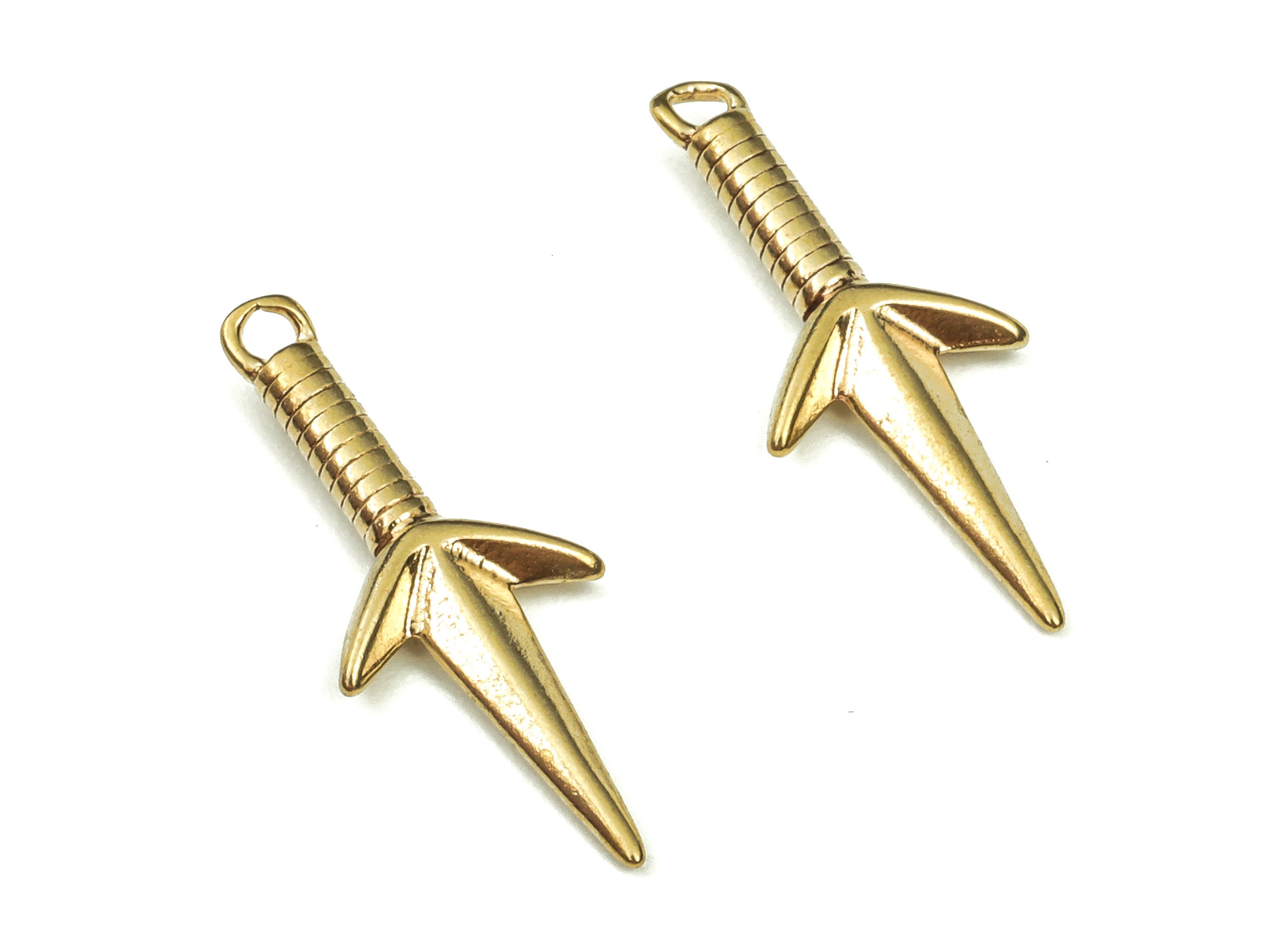 Raw Brass Dagger Pendant Charm - Sword Charm Necklace – Earring Charm – Jewelry Making Supplies - 1.7x21.07x8.57x2.32x0.58mm- PP4379 - DOMEDBAZAAR