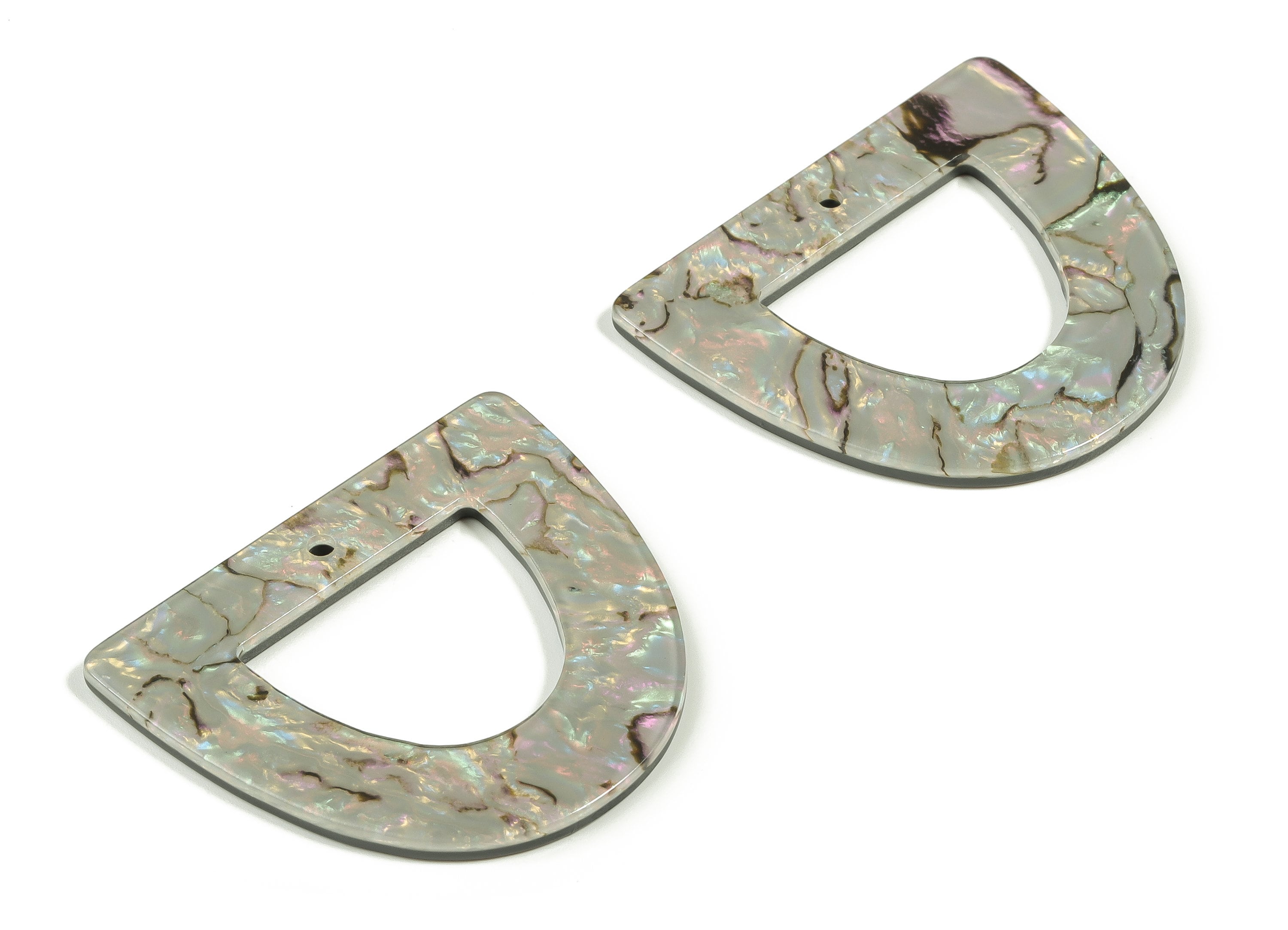 Acrylic D Earring Charms - Half EllipsePendant - Earring Findings - Jewelry Supplies - Color Code: A688 - 39.48x34.51x2.44mm - AC2325-A688 - DOMEDBAZAAR