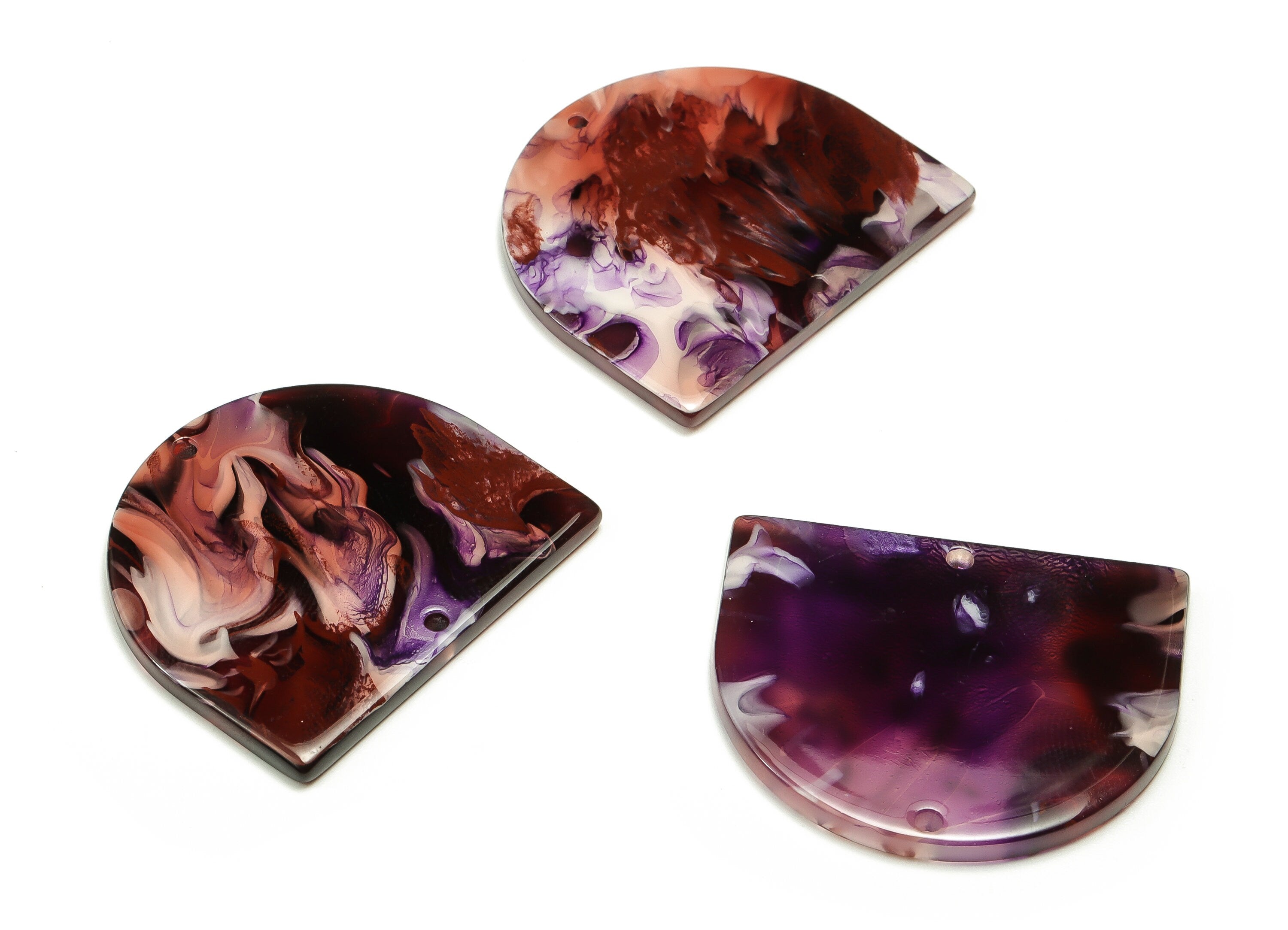 Acrylic D Earring Charms - Acrylic D Shape Pendant - Jewelry Supplies - Earring Finding - Color Code: A680 -34.04x28.9x2.63mm - AC1634-A680 - DOMEDBAZAAR