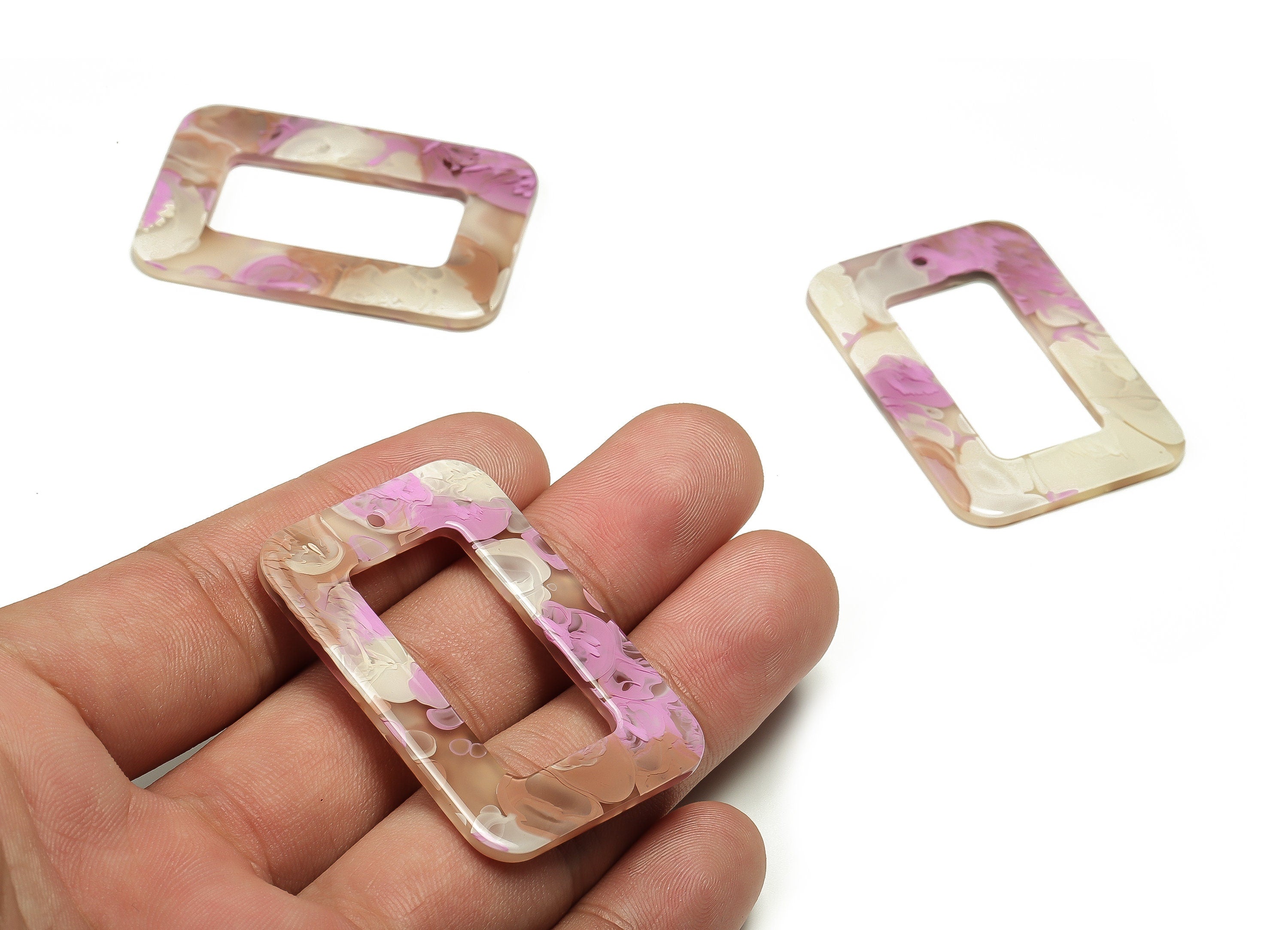 Acrylic Rectangle Earring Charms - Rectangle Pendant - Earring Findings-Jewelry Supplies- Color Code: A582- 44.86x29.99x2.51mm - AC2324-A582 - DOMEDBAZAAR
