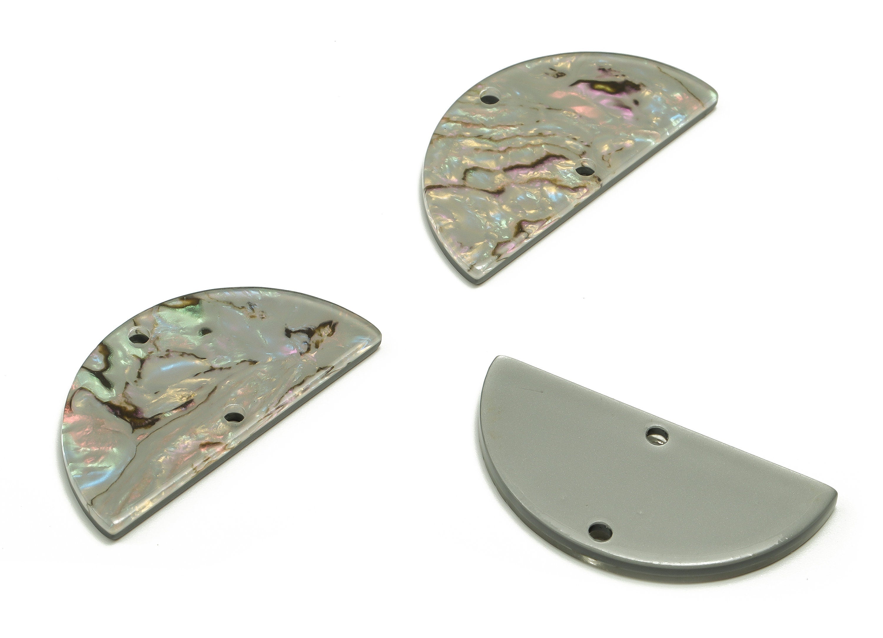 Acrylic D Earring Connector - Semi Circle Earring Connector - 2 Holes- Jewelry Supplies - Color Code:A688 - 33.57x16.79x2.37mm - AC1218-A688 - DOMEDBAZAAR