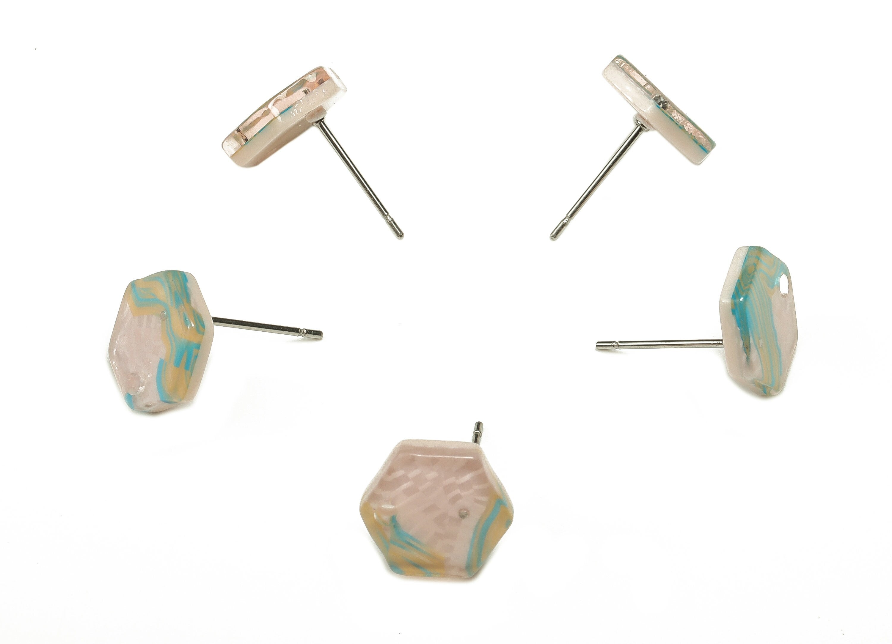 Acrylic Earring Stud - Acrylic Earring Post - Hexagon Shaped Earrings - Jewelry supplies -Color Code:A579 - 12.43x10.75x2.87mm - AC1633-A579 - DOMEDBAZAAR