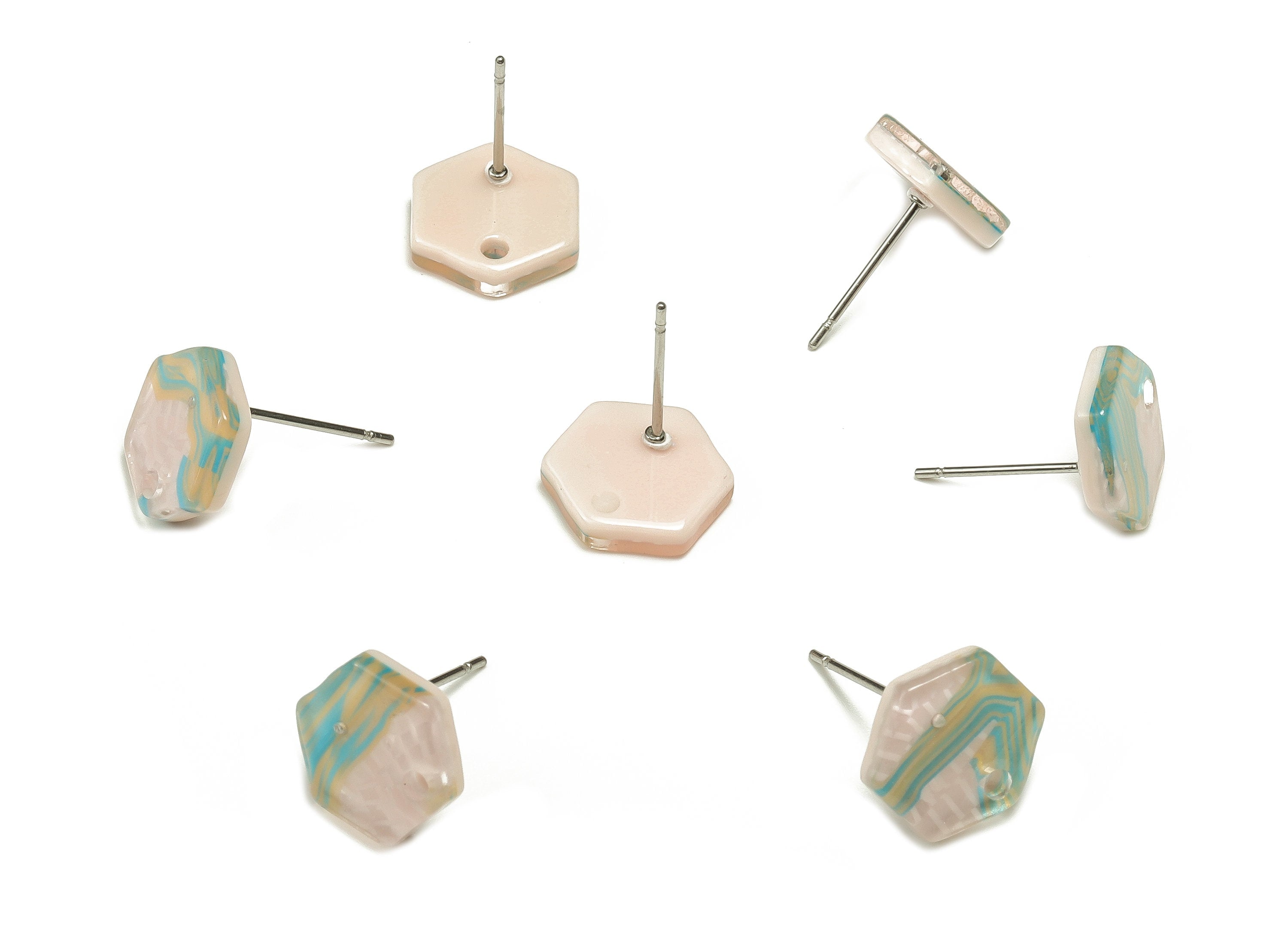 Acrylic Earring Stud - Acrylic Earring Post - Hexagon Shaped Earrings - Jewelry supplies -Color Code:A579 - 12.43x10.75x2.87mm - AC1633-A579 - DOMEDBAZAAR