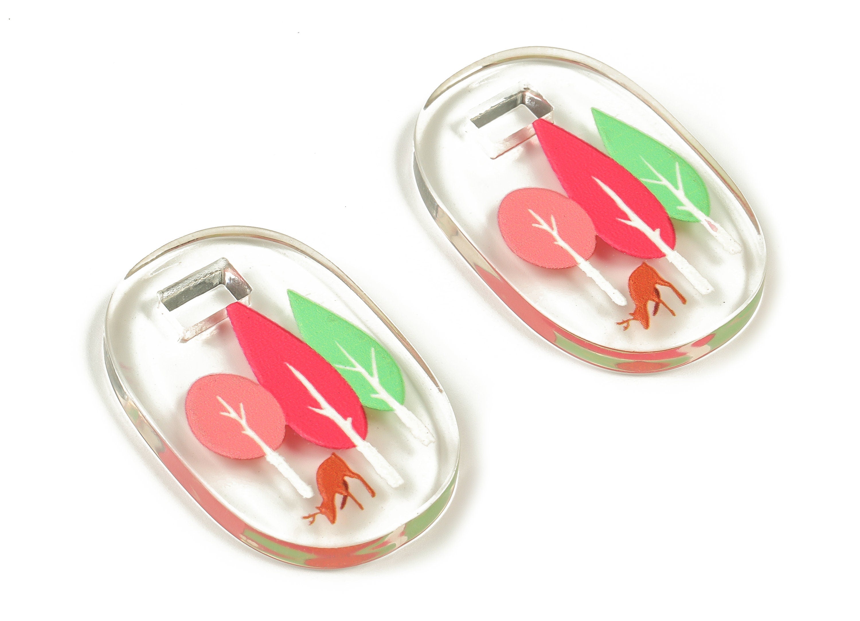 Acrylic Oval Earring Charm - Acrylic Deer Pendant Charm - Acrylic Transparent Tree Pendant - Jewelry Supplies - 33.97x22.3x3.73mm - AC2300 - DOMEDBAZAAR