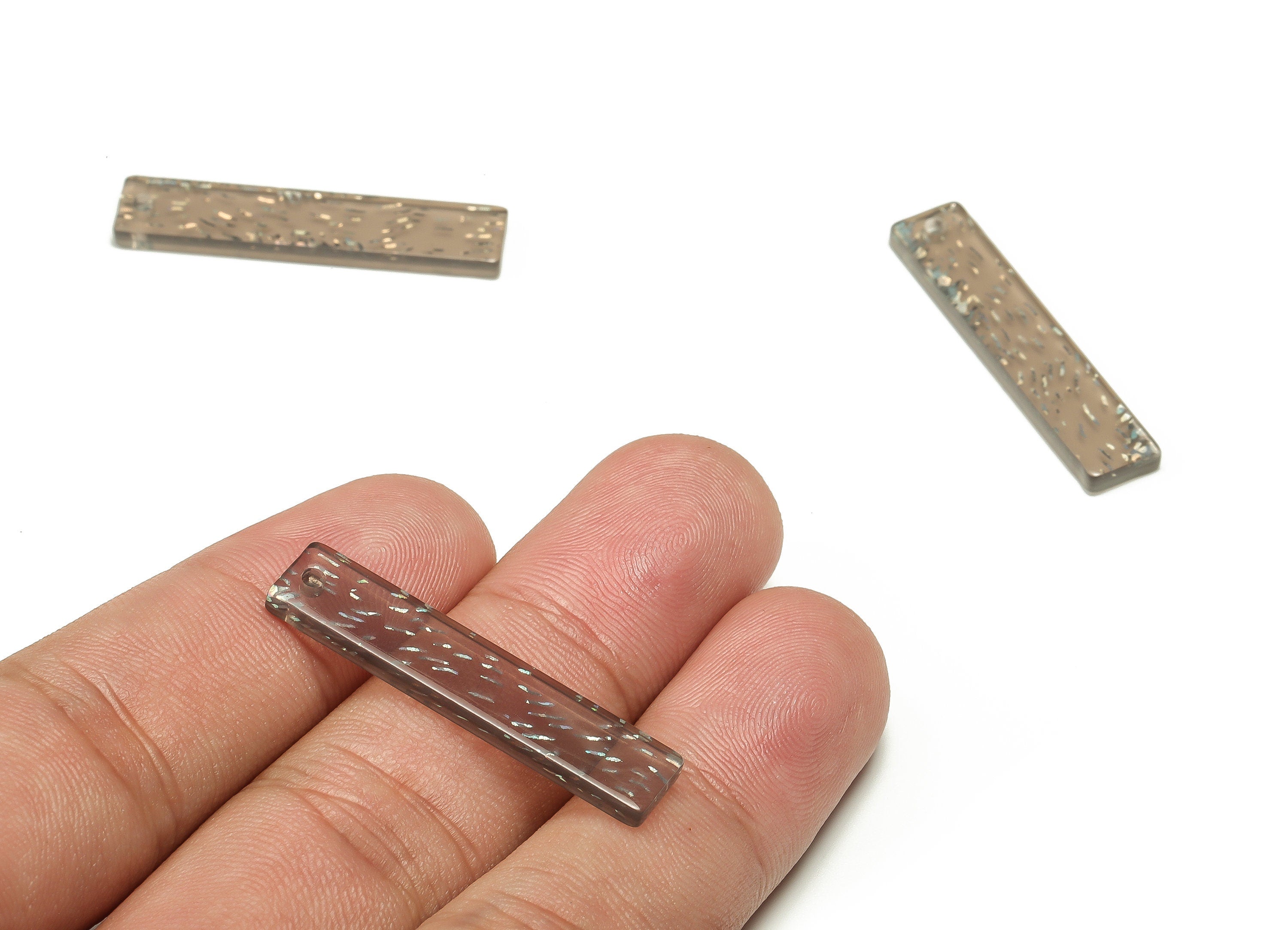 Acrylic Bar Earrings Charms - Thin Bar Rectangle Pendant - Long Strip Earrings Findings - Color Code: A557 - 34.16x7.07x2.37mm - AC1026-A557 - DOMEDBAZAAR