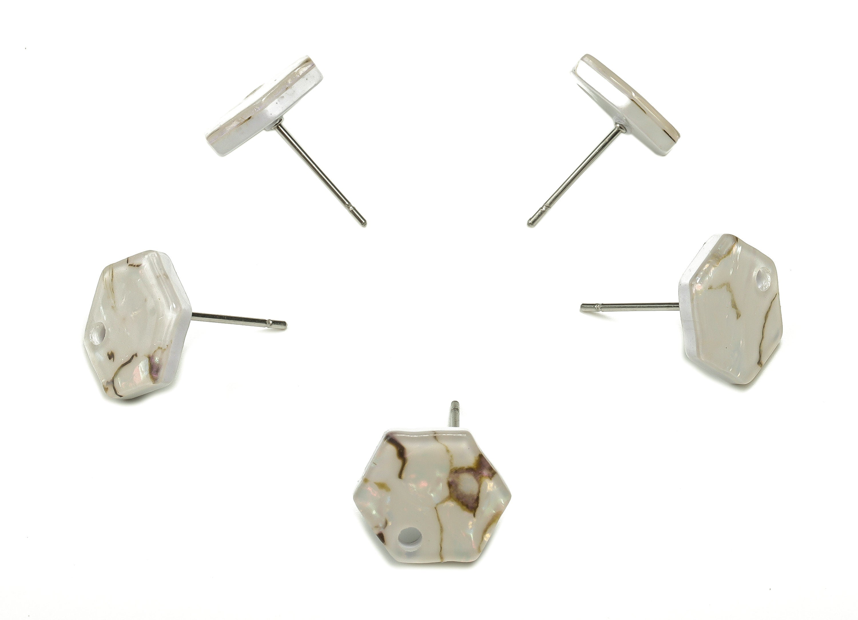 Acrylic Earring Stud - Acrylic Earring Post - Hexagon Shaped Earrings - Jewelry supplies -Color Code:A689 - 12.36x11.82x2.42mm - AC1633-A689 - DOMEDBAZAAR