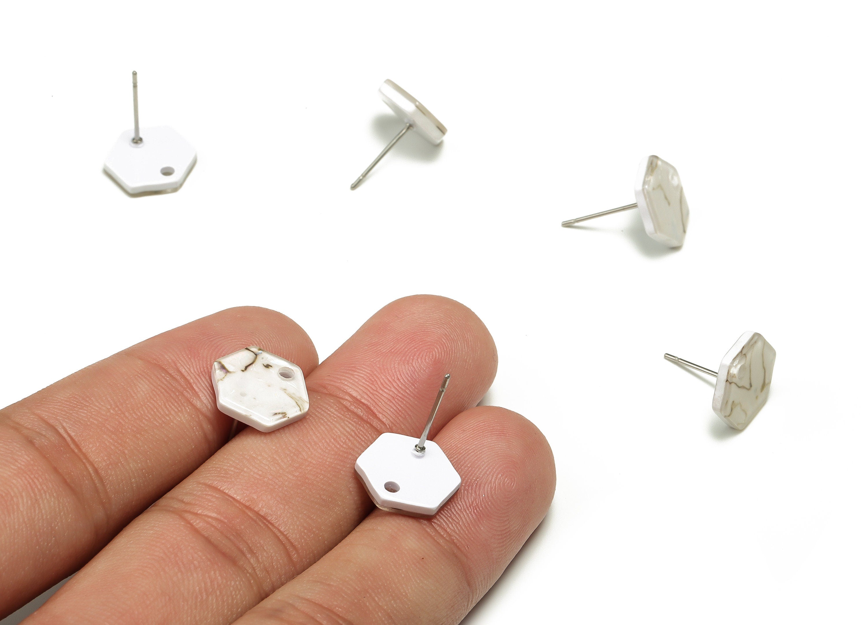 Acrylic Earring Stud - Acrylic Earring Post - Hexagon Shaped Earrings - Jewelry supplies -Color Code:A689 - 12.36x11.82x2.42mm - AC1633-A689 - DOMEDBAZAAR