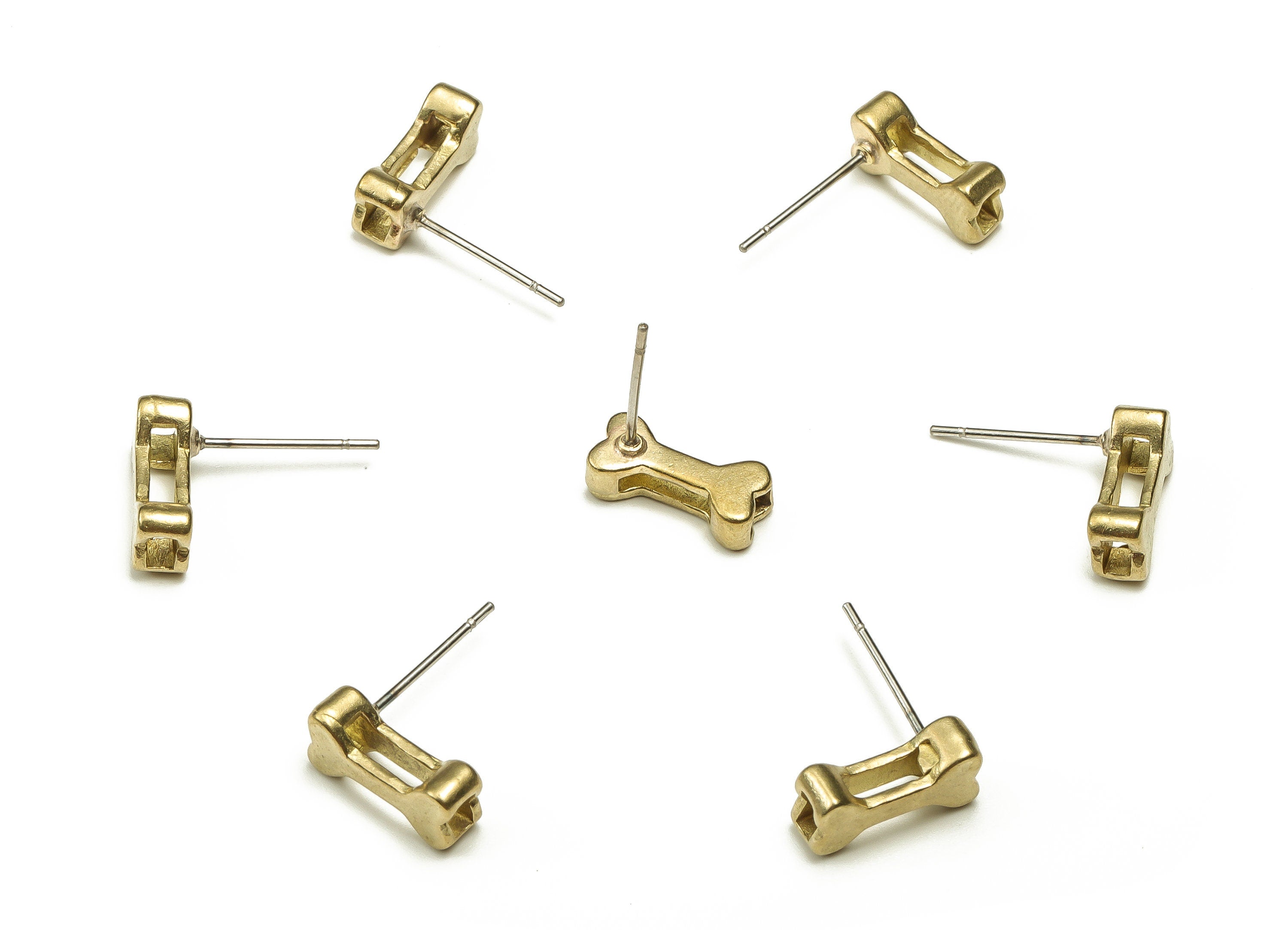 Brass Bone Earring Stud - Raw Brass Bone Earring Post - Brass Stud - Jewelry Making Supplies - 11.65x5.54x3.65mm - PP4563 - DOMEDBAZAAR