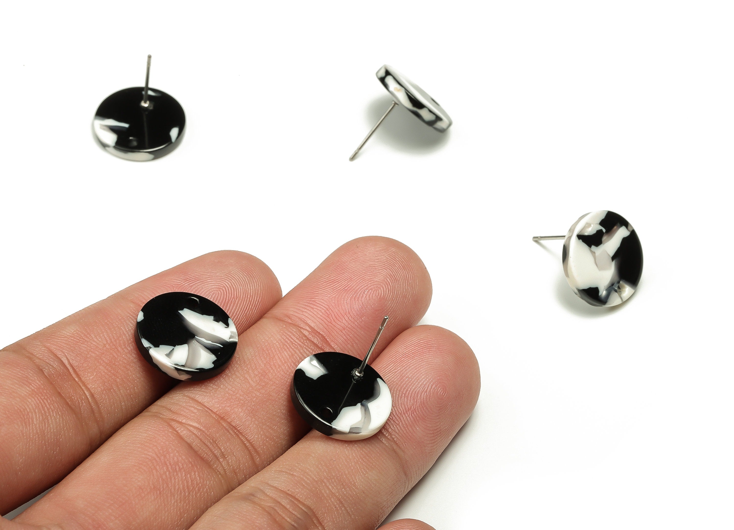 Acrylic Round Earring Post - Acrylic Round Earring Stud - Earring Post Findings - Color Code: A261 - 15.02x15.02x2.5mm - AC1385-A261 - DOMEDBAZAAR