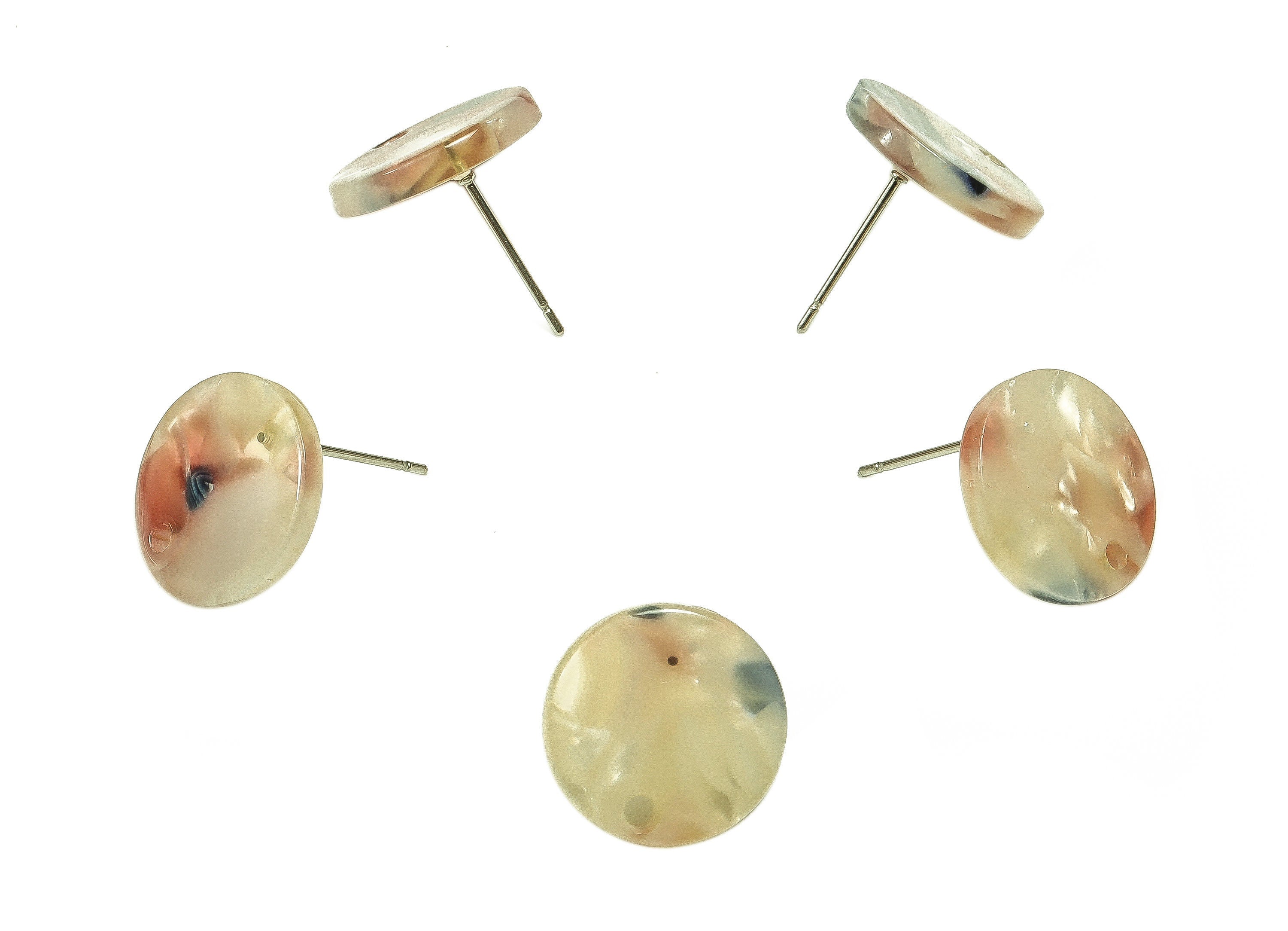 Acrylic Round Earring Post - Acrylic Round Earring Stud - Earring Post Findings - Color Code: A673 - 14.99x14.99x2.53mm - AC1385-A673 - DOMEDBAZAAR