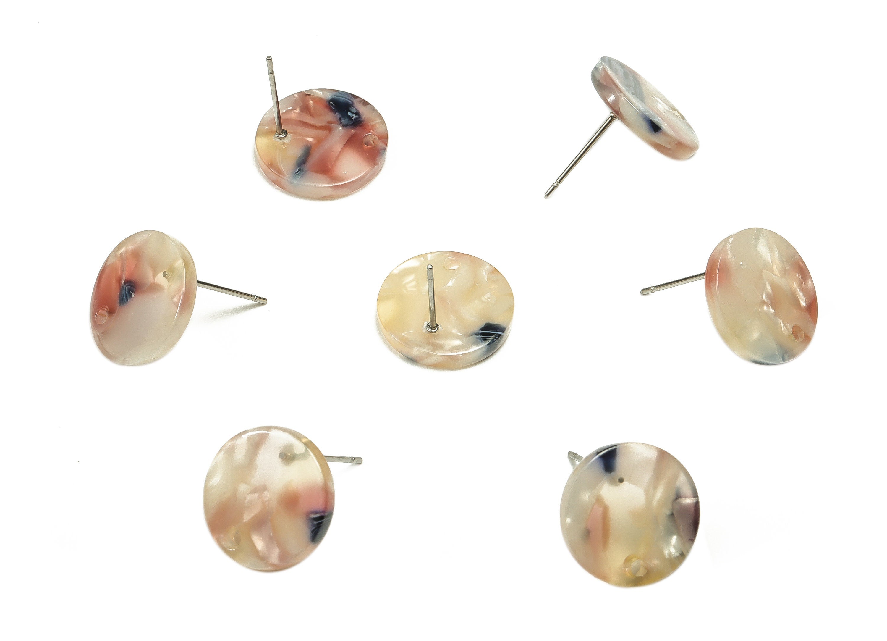 Acrylic Round Earring Post - Acrylic Round Earring Stud - Earring Post Findings - Color Code: A673 - 14.99x14.99x2.53mm - AC1385-A673 - DOMEDBAZAAR