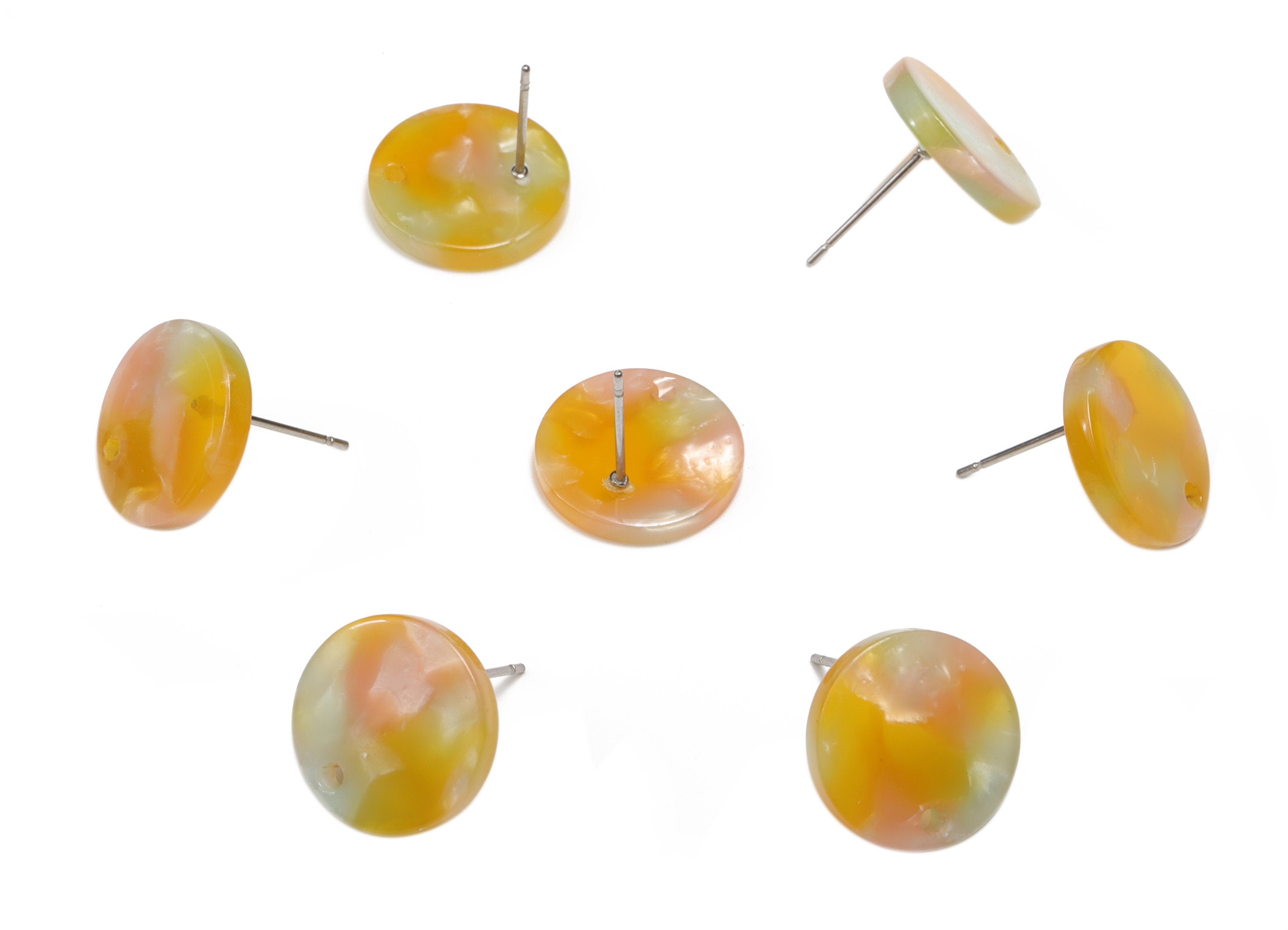 Acrylic Round Earring Post - Acrylic Round Earring Stud - Earring Post Findings - Color Code: A667 - 15.08x15.08x2.42mm - AC1385-A667 - DOMEDBAZAAR