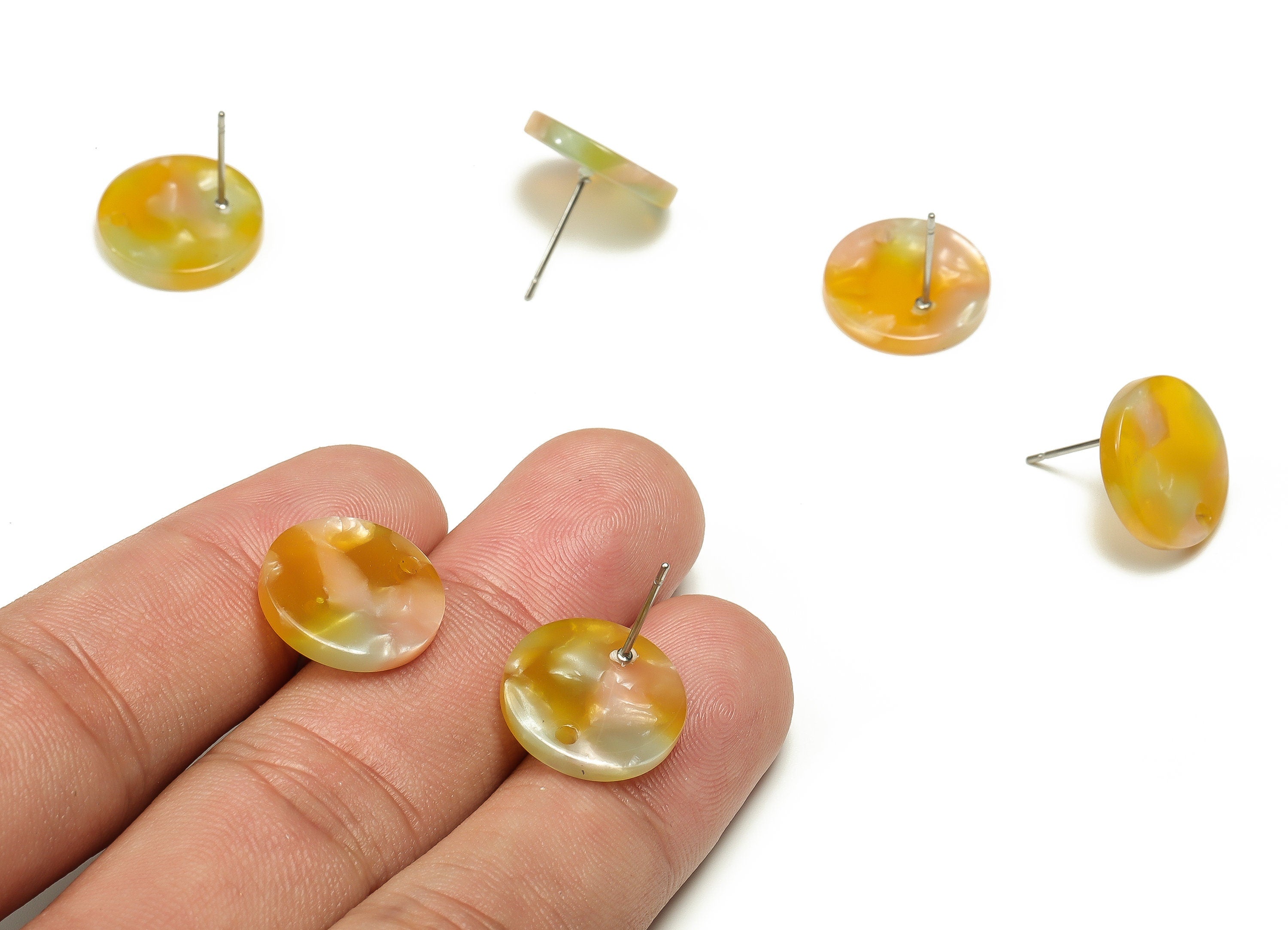 Acrylic Round Earring Post - Acrylic Round Earring Stud - Earring Post Findings - Color Code: A667 - 15.08x15.08x2.42mm - AC1385-A667 - DOMEDBAZAAR