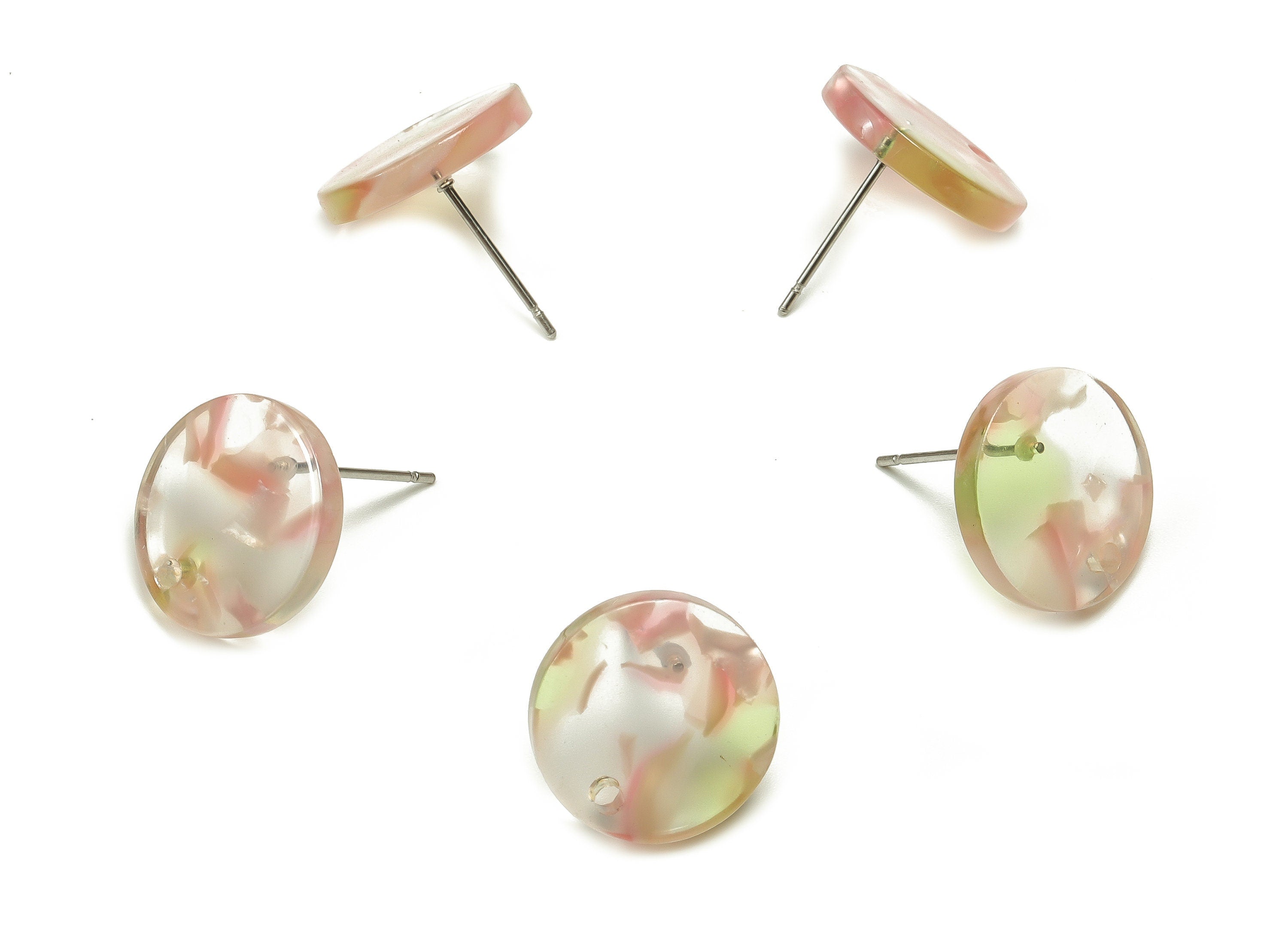 Acrylic Round Earring Stud - Acrylic Round Earring Post - Earring Post Findings - Color Code: A674 - 15.07x15.07x2.53mm -AC1385-A674 - DOMEDBAZAAR