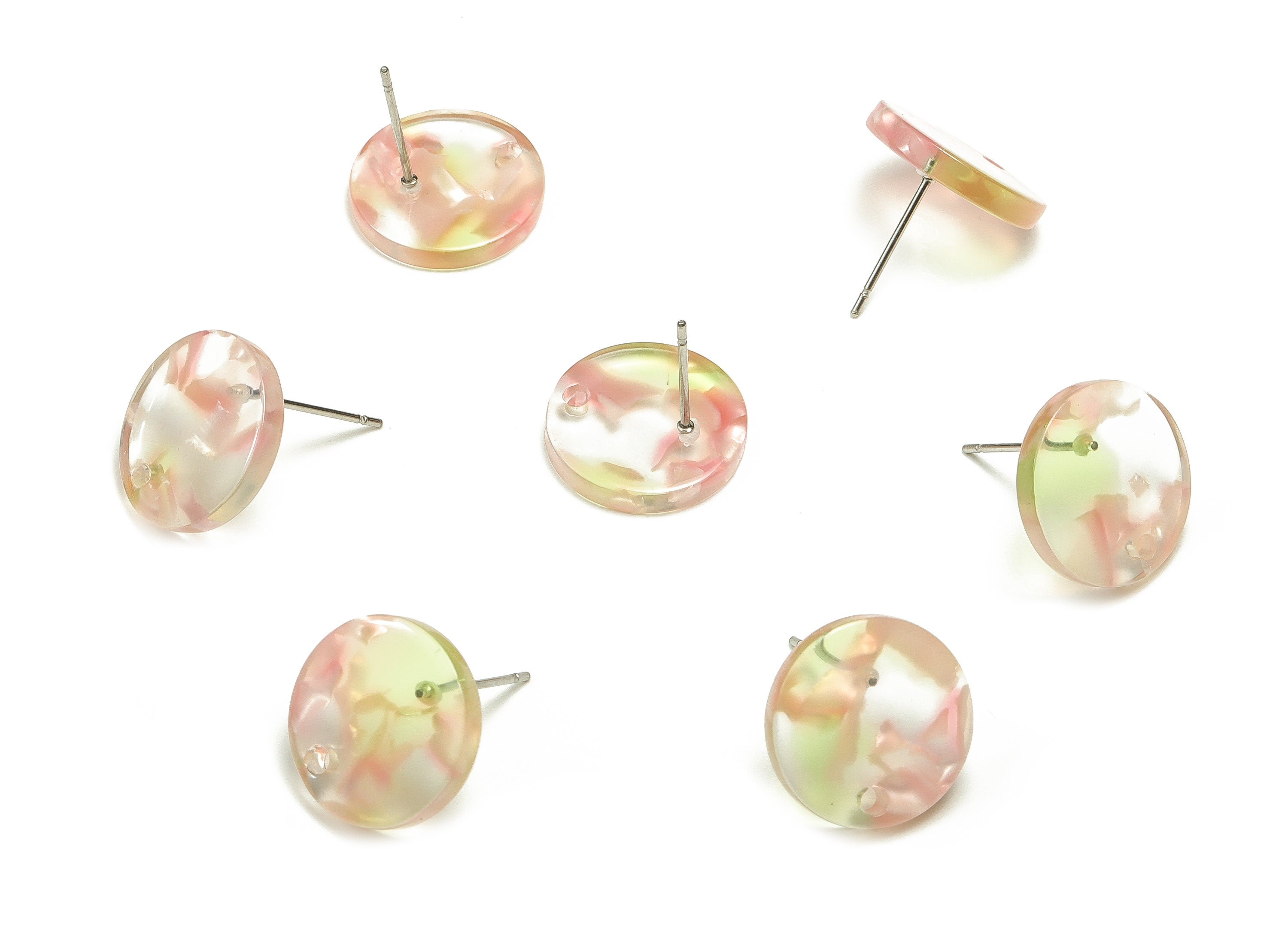 Acrylic Round Earring Stud - Acrylic Round Earring Post - Earring Post Findings - Color Code: A674 - 15.07x15.07x2.53mm -AC1385-A674 - DOMEDBAZAAR