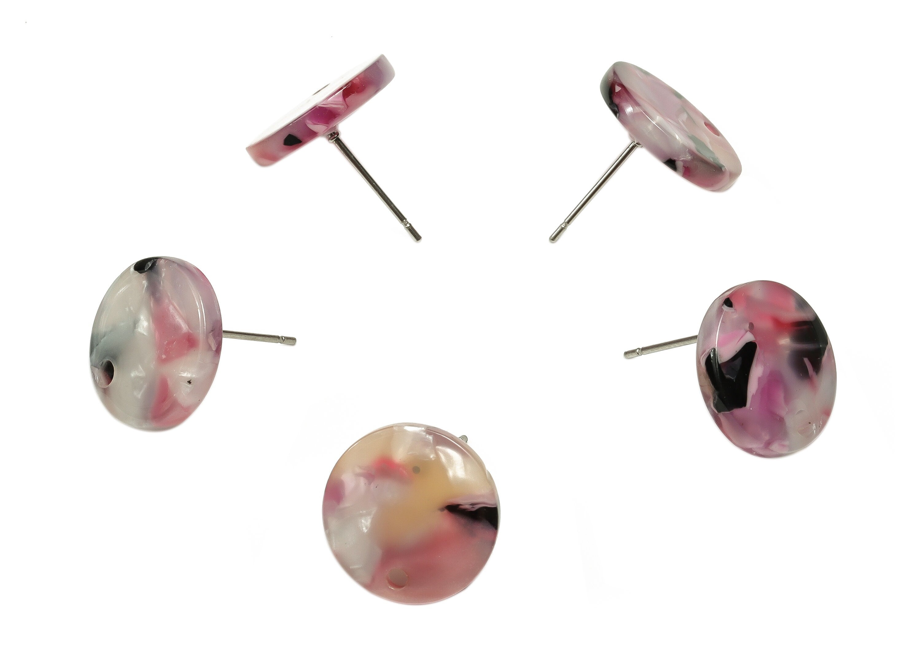 Acrylic Round Earring Stud - Acrylic Round Earring Post - Earring Post Findings - Color Code: A672 - 15.07x15.08x2.63mm - AC1385-A672 - DOMEDBAZAAR