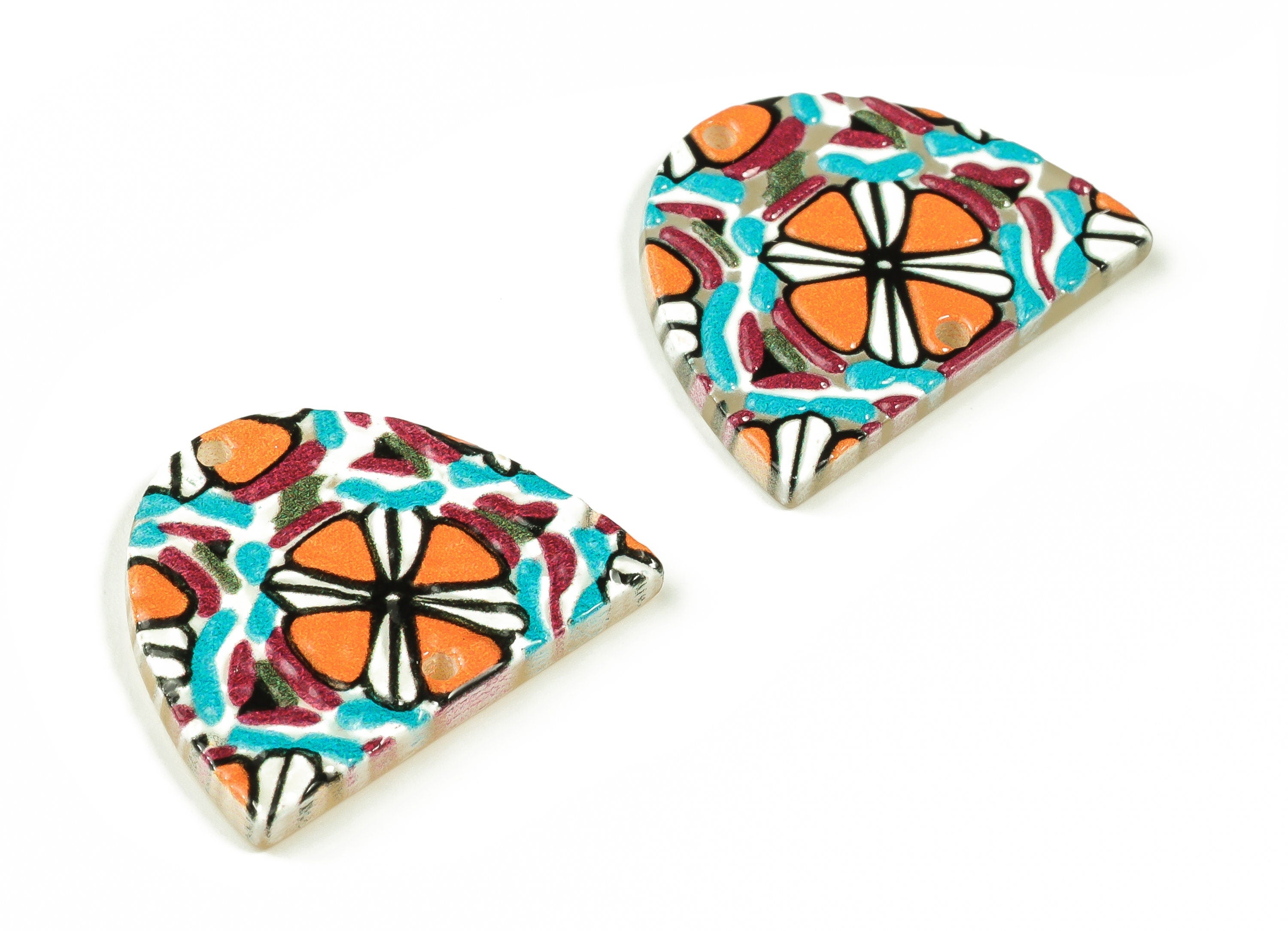 Acrylic D Earring Connector- D Acrylic Connector- Jewelry Supplies - Earring Findings - 2 Holes - 25.35x19.75x2.62mm - AC2305 - DOMEDBAZAAR