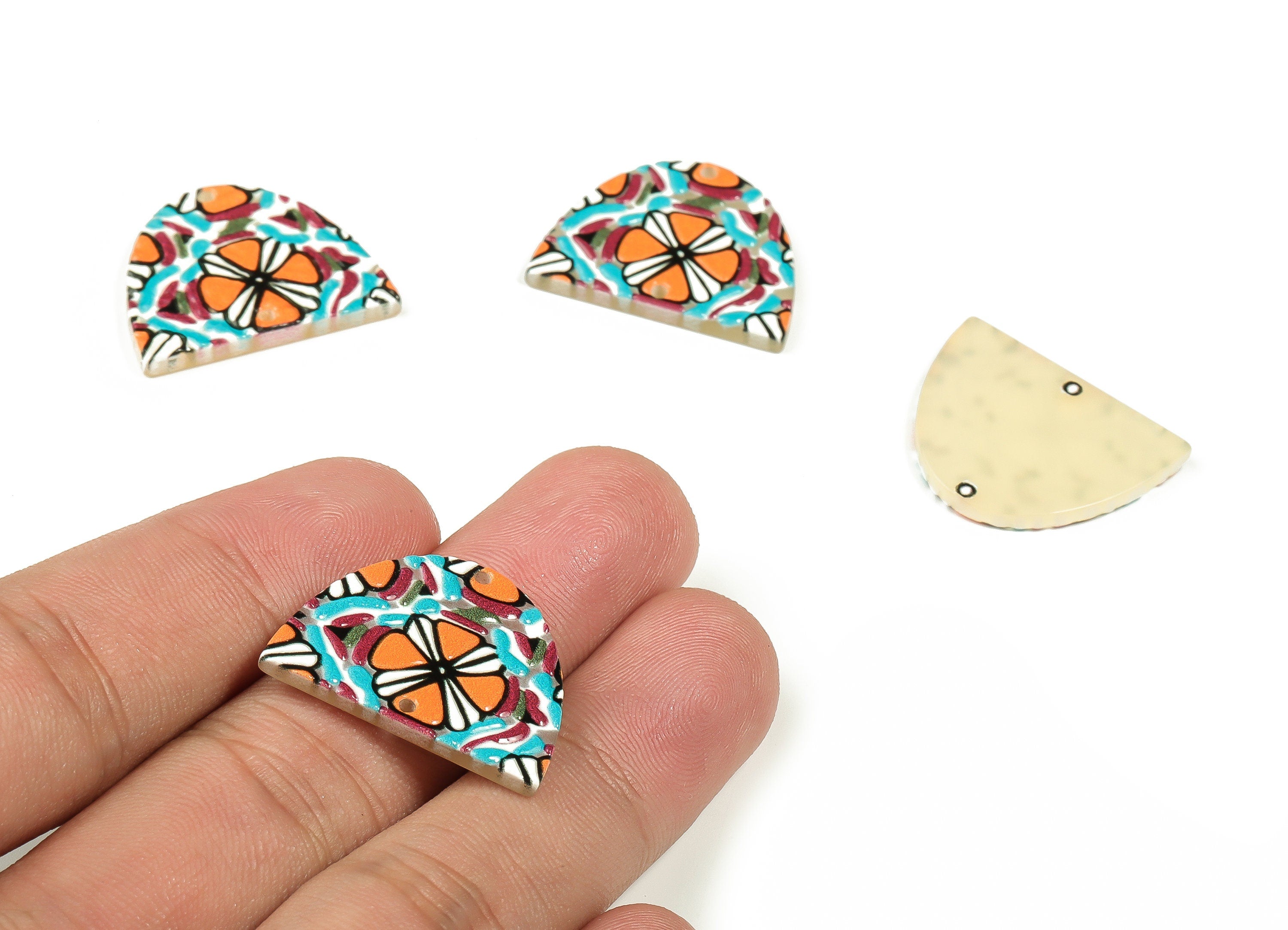 Acrylic D Earring Connector- D Acrylic Connector- Jewelry Supplies - Earring Findings - 2 Holes - 25.35x19.75x2.62mm - AC2305 - DOMEDBAZAAR