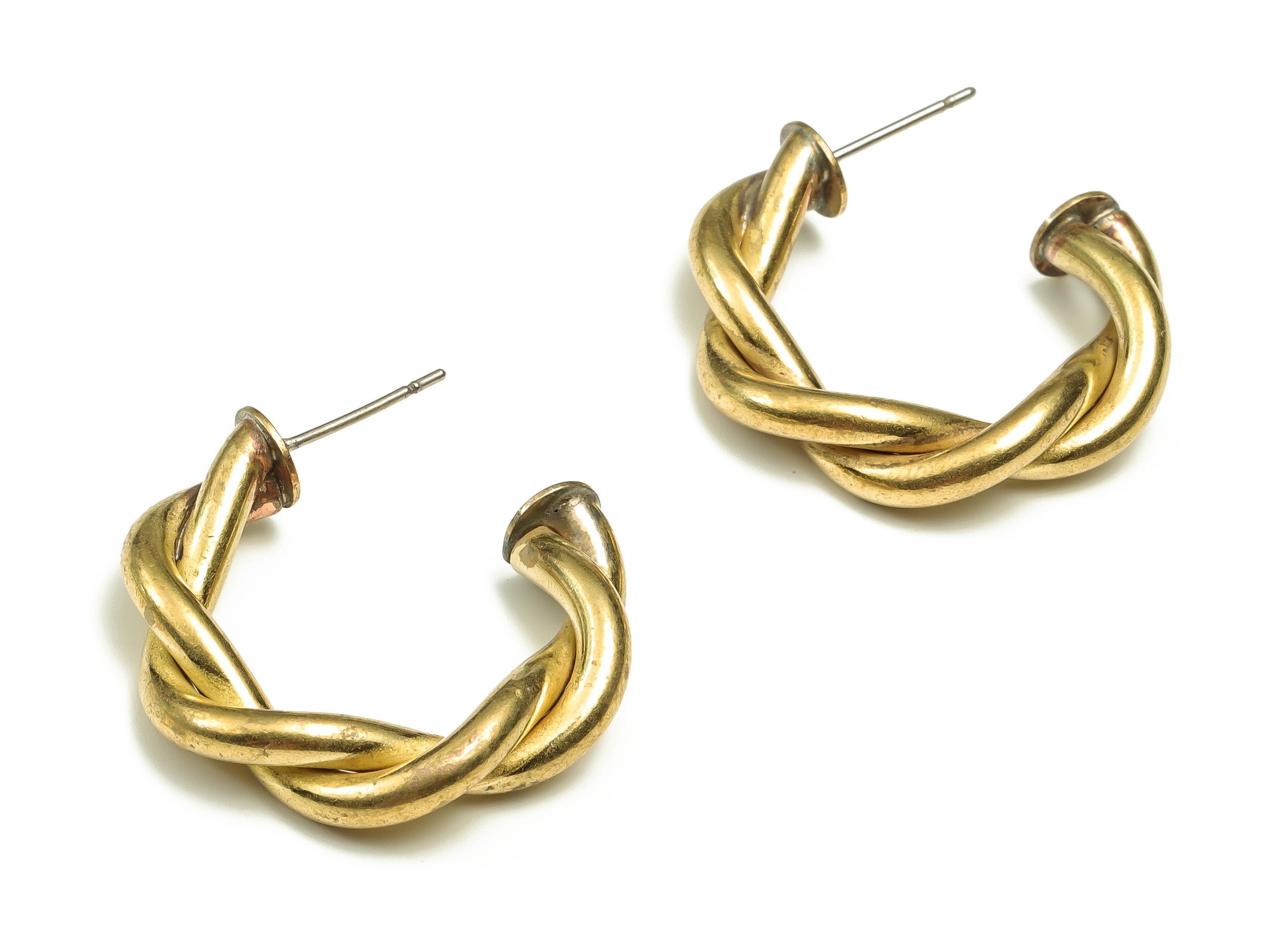 Brass C Earrings Stud - Raw Brass Knot Earrings Post - Brass Stud - Earring Findings - Jewelry Making Supplies - 28.25x24.39x6.6mm - PP4468 - DOMEDBAZAAR