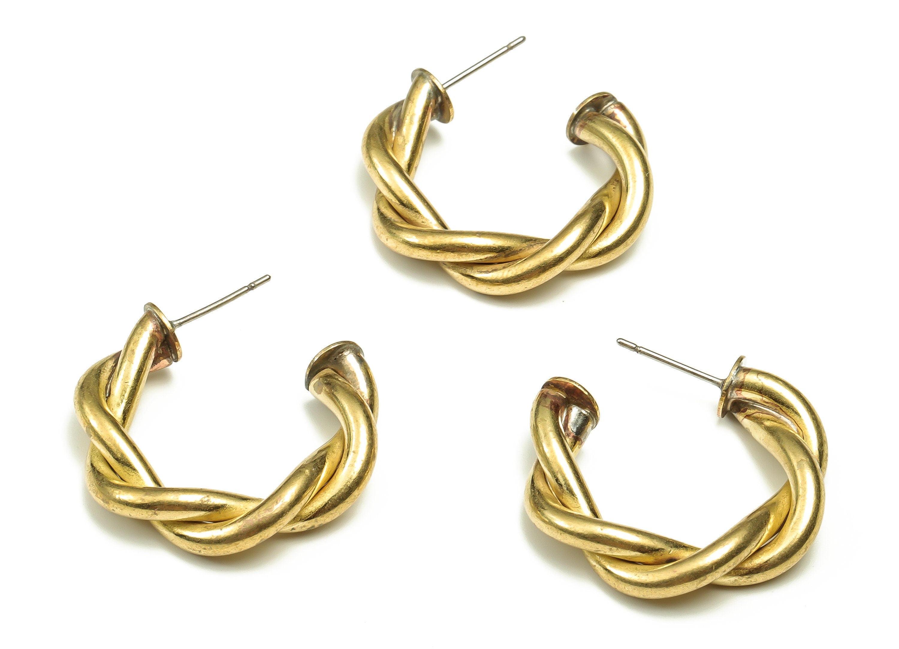 Brass C Earrings Stud - Raw Brass Knot Earrings Post - Brass Stud - Earring Findings - Jewelry Making Supplies - 28.25x24.39x6.6mm - PP4468 - DOMEDBAZAAR