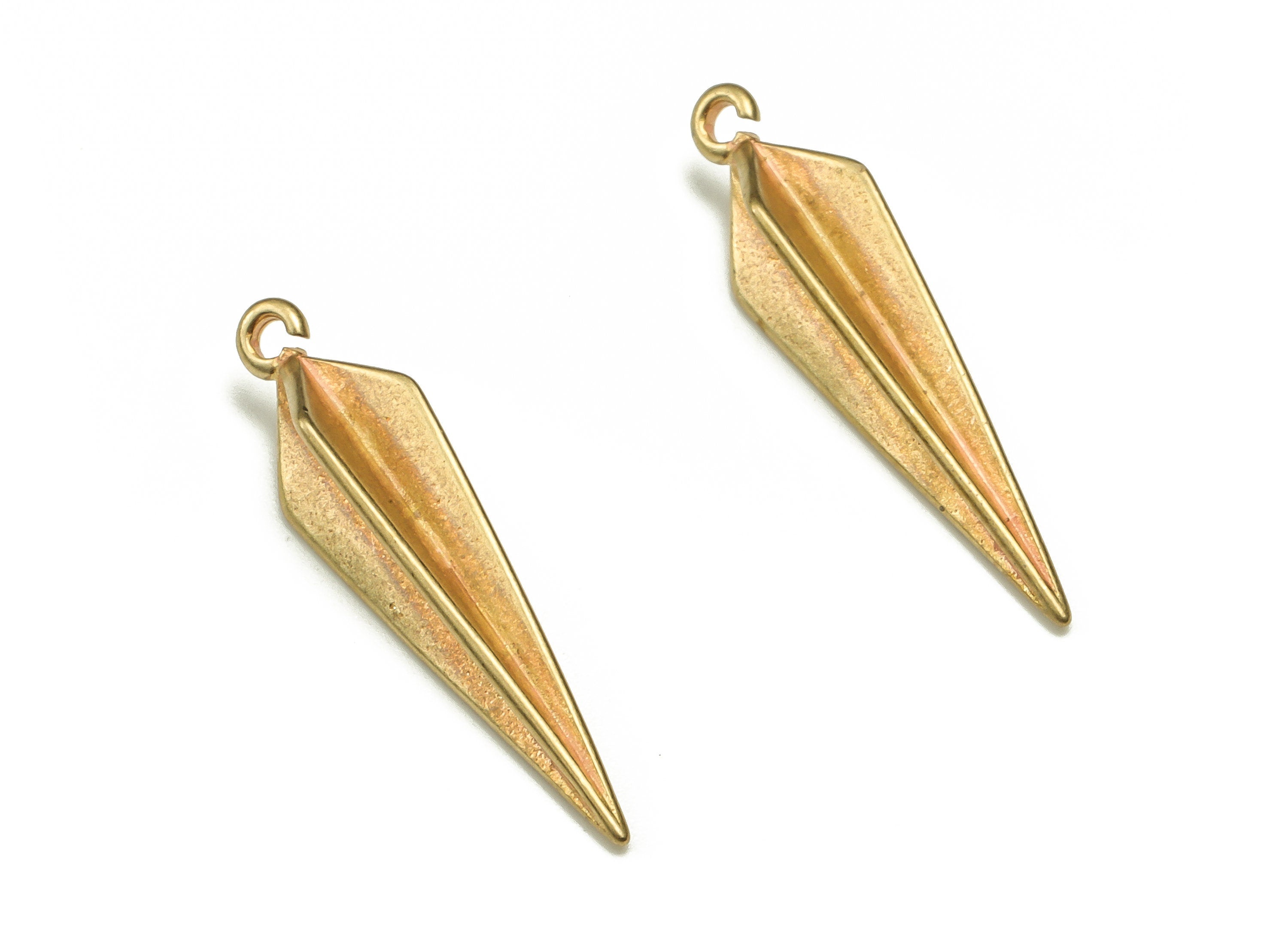 Brass Umbrella Earring Charms - Raw Brass Umbrella Pendant - Earring Findings - Jewelry Making Supplies - 24.13x4.4x0.65mm - PP4642 - DOMEDBAZAAR