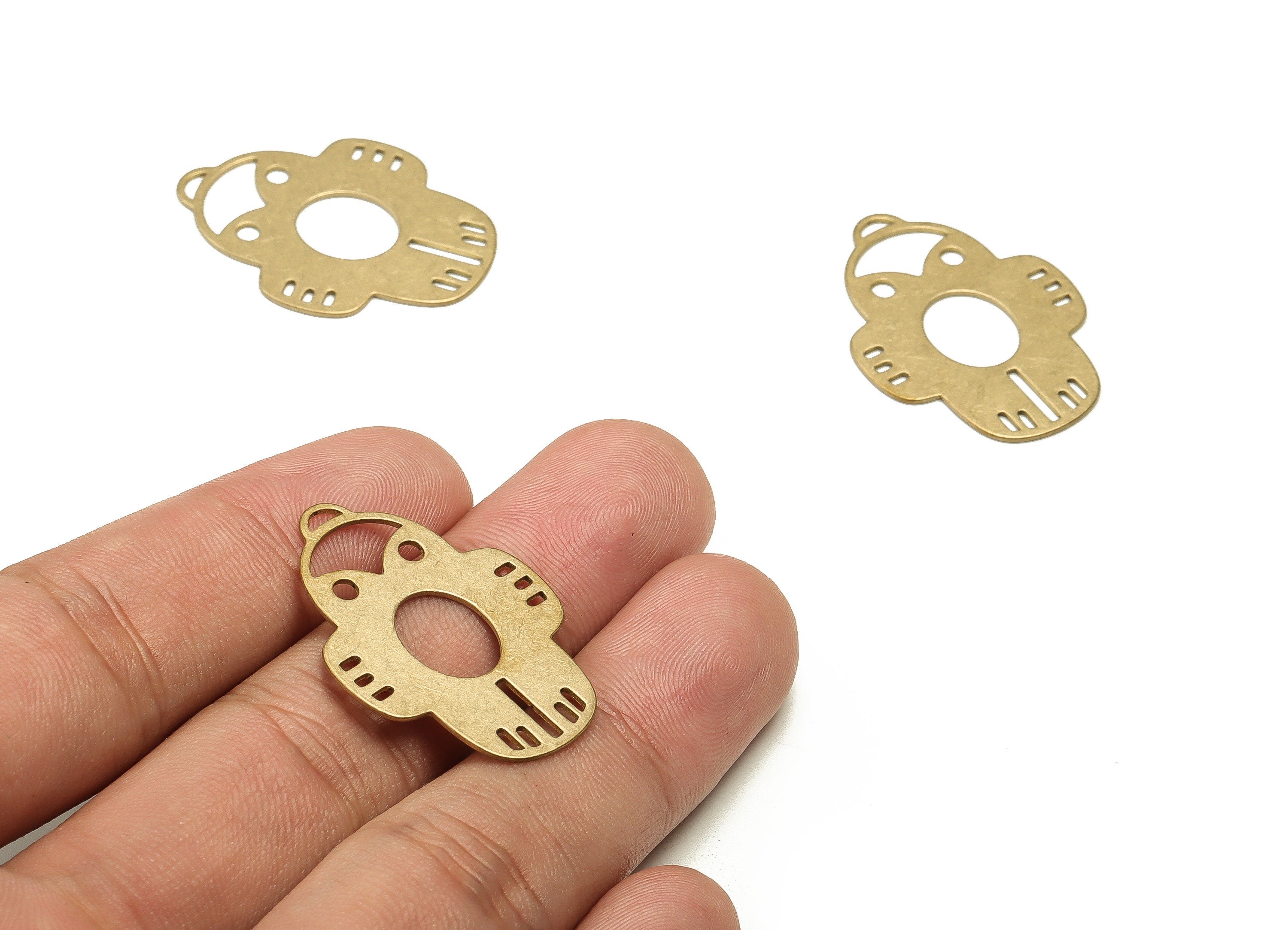 Brass Robot Earring Charms - Raw Brass Robot Pendant - Earring Findings - Jewelry Making Supplies - 32.1x23.5x0.72mm - PP4582 - DOMEDBAZAAR