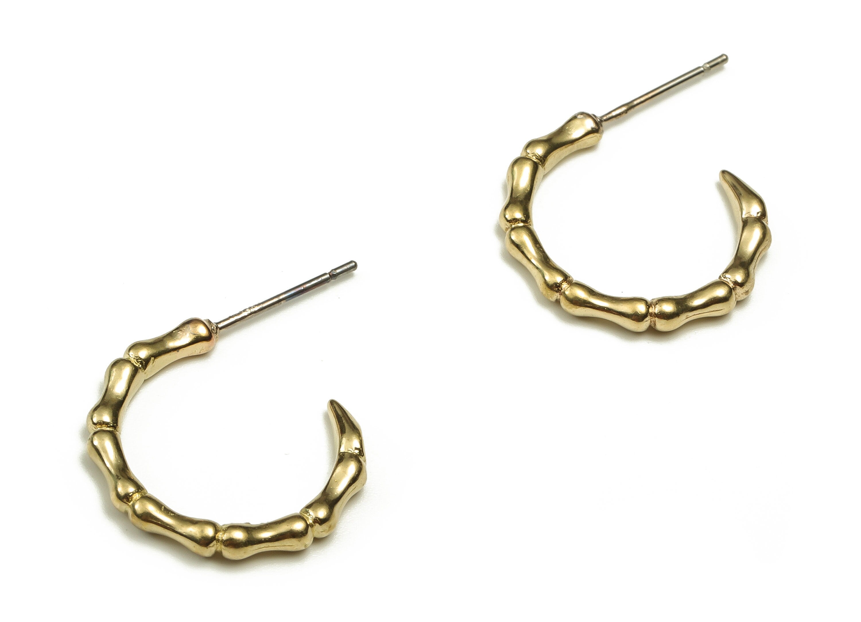 Brass C Earring Stud - Raw Brass Bamboo Earring Post - Stainless Steel Stud - Jewelry Making Supplies - 18.34x16.64x2.32mm - PP4666 - DOMEDBAZAAR