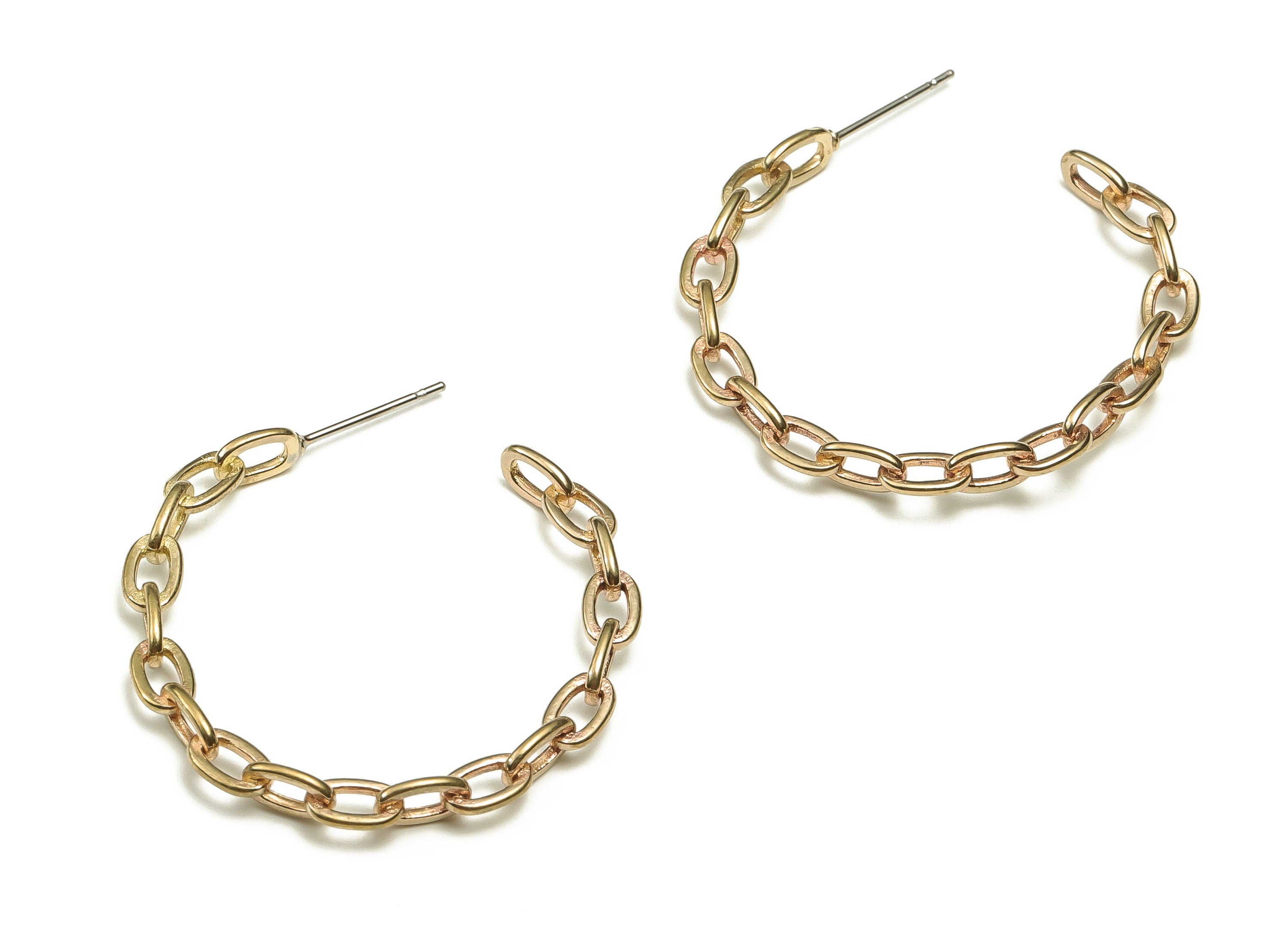 Brass Chain C Earring Post - Raw Brass Round Cable Chain C Earring Stud - Earring Findings - Jewelry Supplies - 35.63x33.52x3.94mm - PP4660 - DOMEDBAZAAR