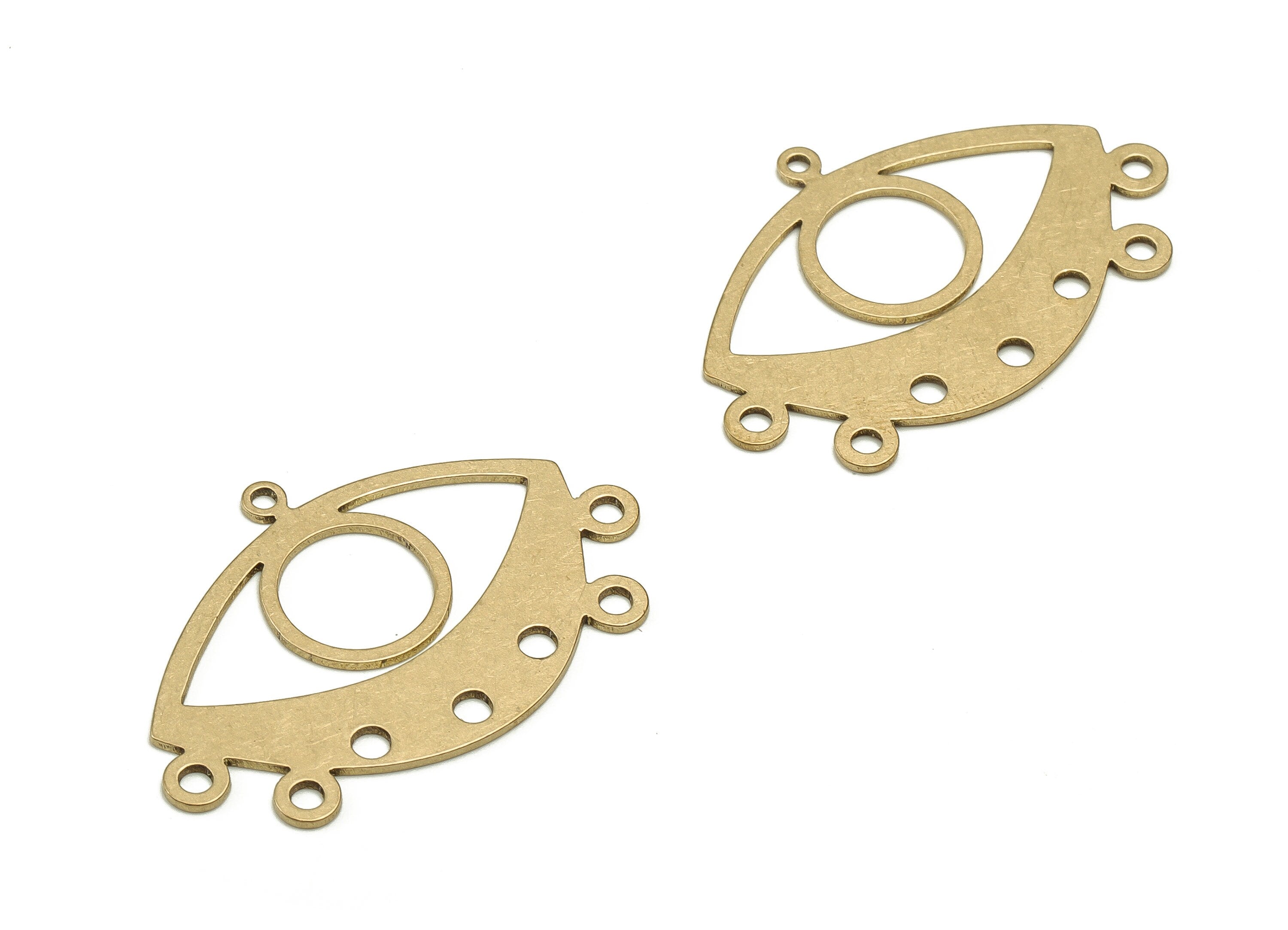 Brass Eye Earring Connector - Raw Brass Eye Charms - 8 Holes - Earring Finding - Jewelry Making Supplies - 21.68x32.35x0.73mm - PP4588 - DOMEDBAZAAR
