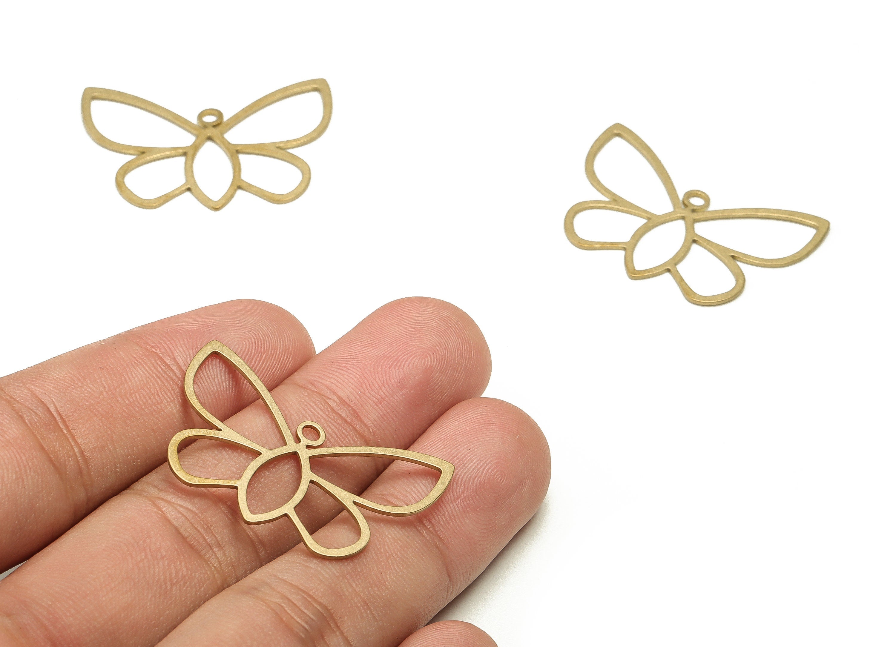 Brass Butterfly Earring Charms - Raw Brass Butterfly Pendant - Earring Findings - Jewelry Making Supplies - 23.25x33.65x0.72mm - PP4580 - DOMEDBAZAAR