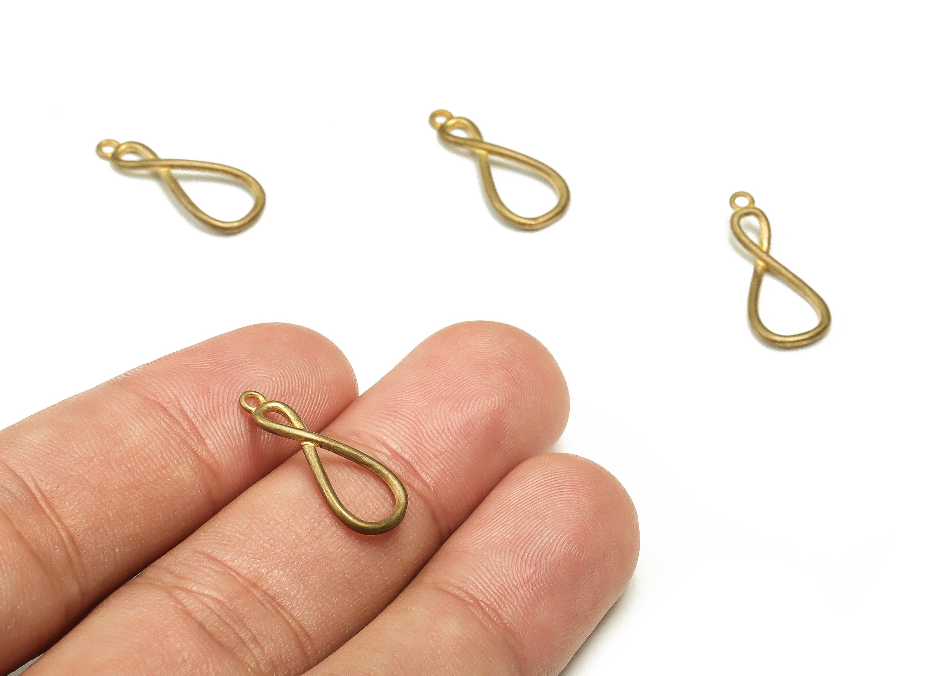 Brass Number 8 Earring Charms - Raw Brass Number 8 Pendant - Earring Finding - DIY Jewelry Making Supplies - 2.44x8.68x1.3mm - PP4657 - DOMEDBAZAAR