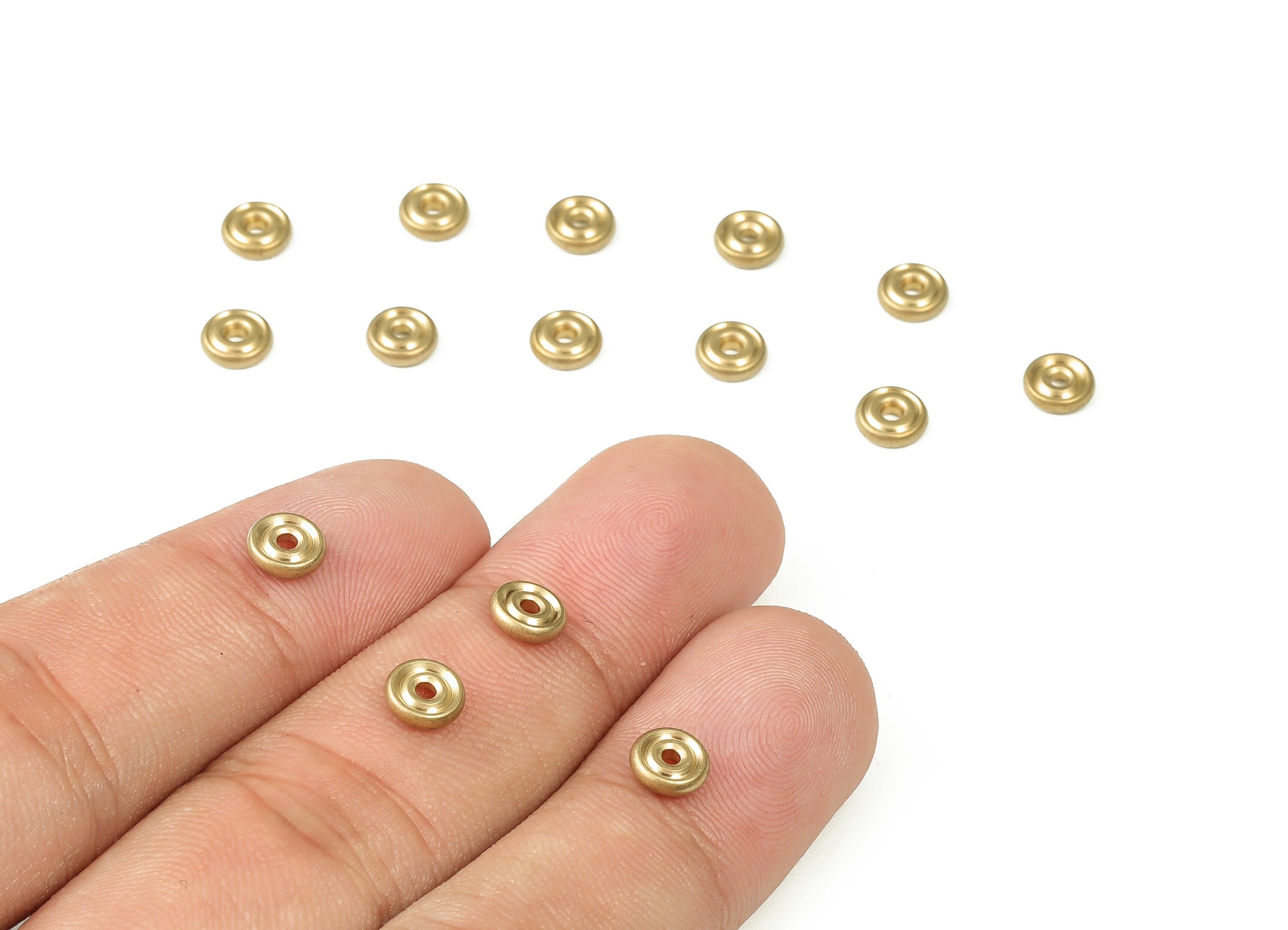 Raw Brass Round Spacers - Brass Spacer Beads - Brass Connector Beads - Jewelry Making Supplies - 5.81x5.81x1.61mm - PP4376 - DOMEDBAZAAR