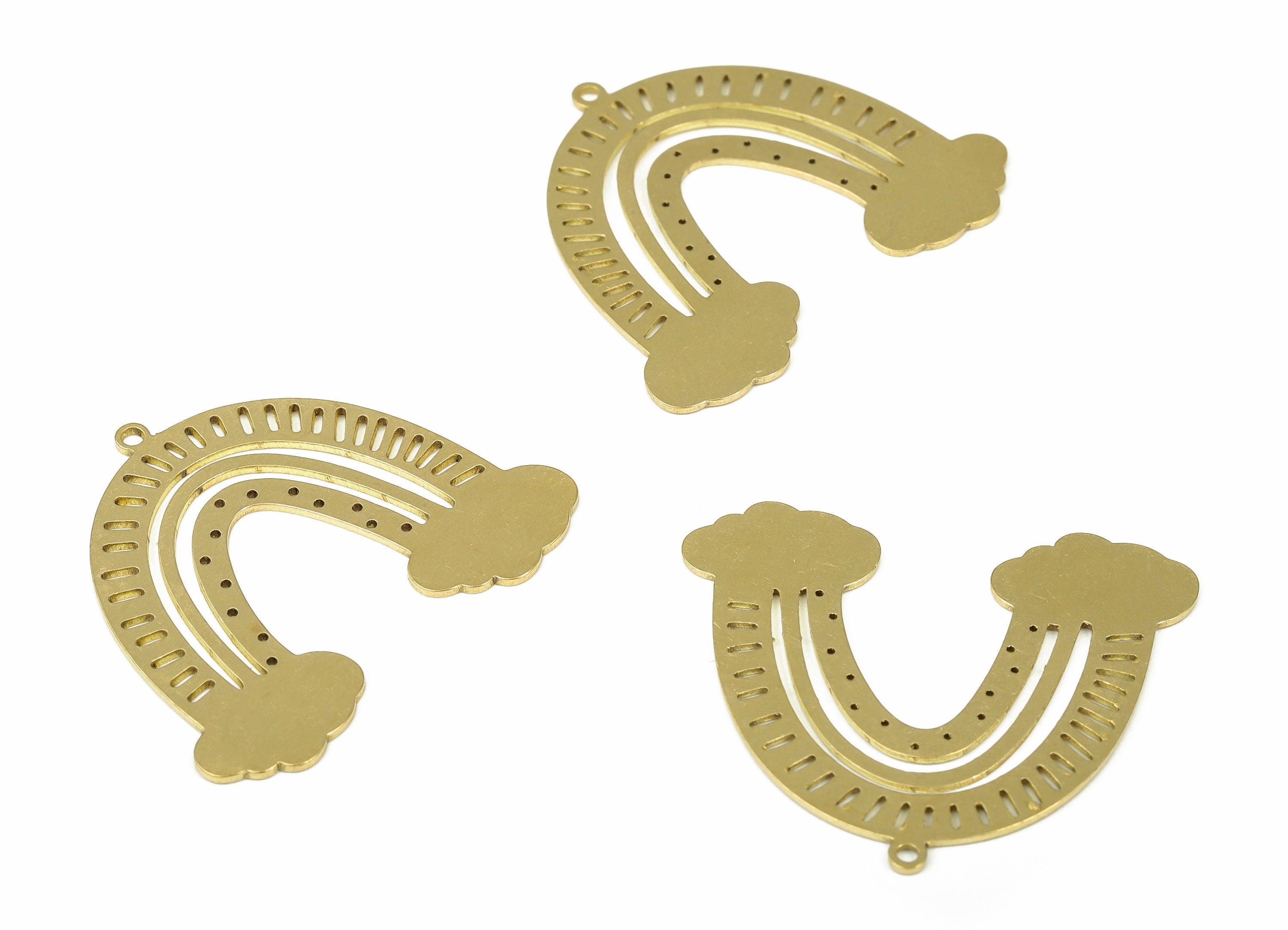 Brass Rainbow Pendant – Raw Brass Clouds Arch Pendant - Geometric Rainbow Earring Charm – Jewelry Supplies - 35.08×29.84×0.7mm - PP4261 - DOMEDBAZAAR