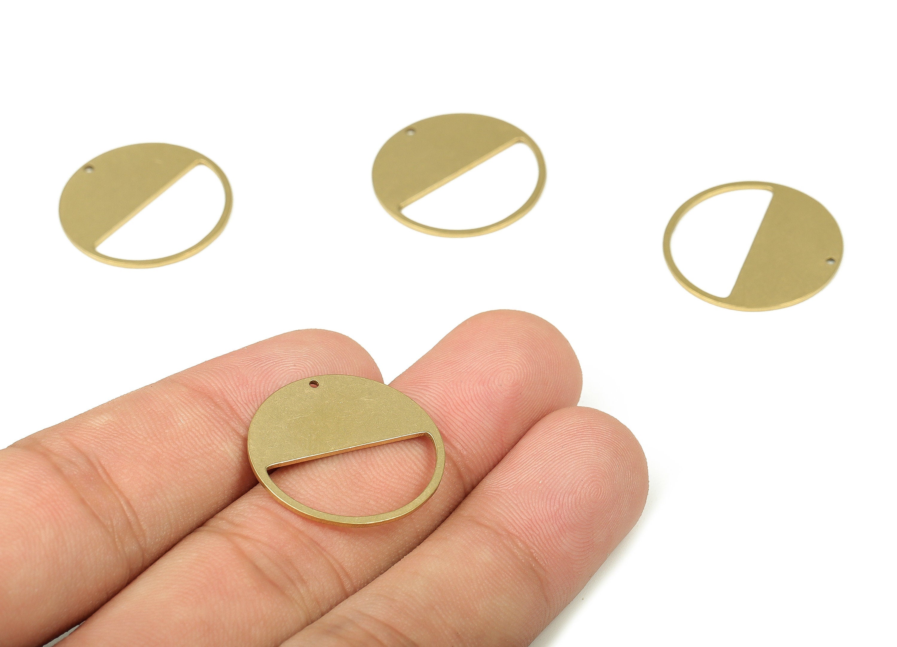 Personalized stamping blank - Raw Brass Round Earring Charm - Brass Semi Circle Pendant - Raw Brass Earring Findings -22x22x0.76mm- PP4339 - DOMEDBAZAAR