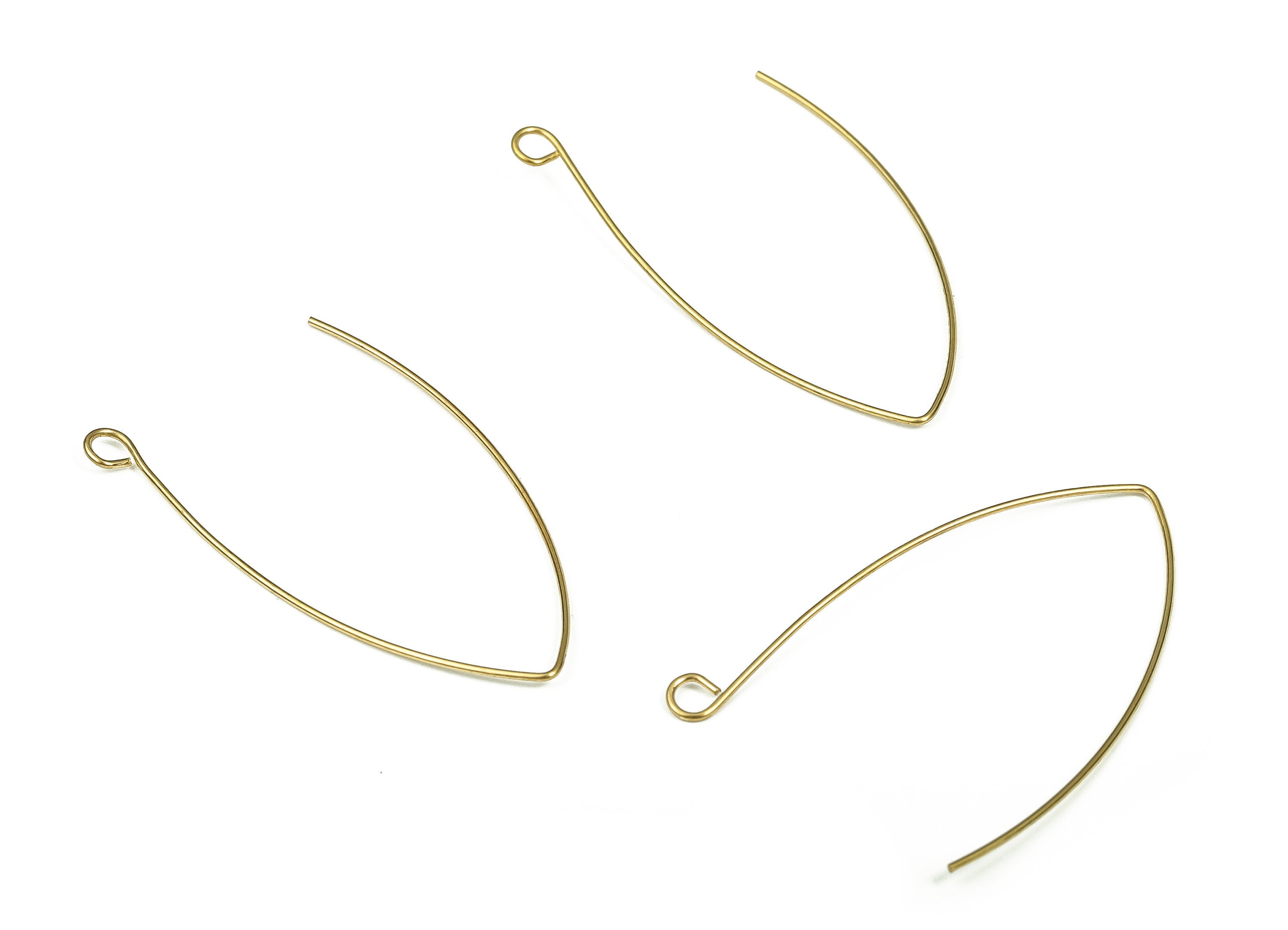 Raw Brass Earring Wire - Brass Earrings Ear Hooks - Brass Ear Hooks - Earring Findings - Jewelry Making Supplies -42.98x28.31x0.64mm- PP4367 - DOMEDBAZAAR