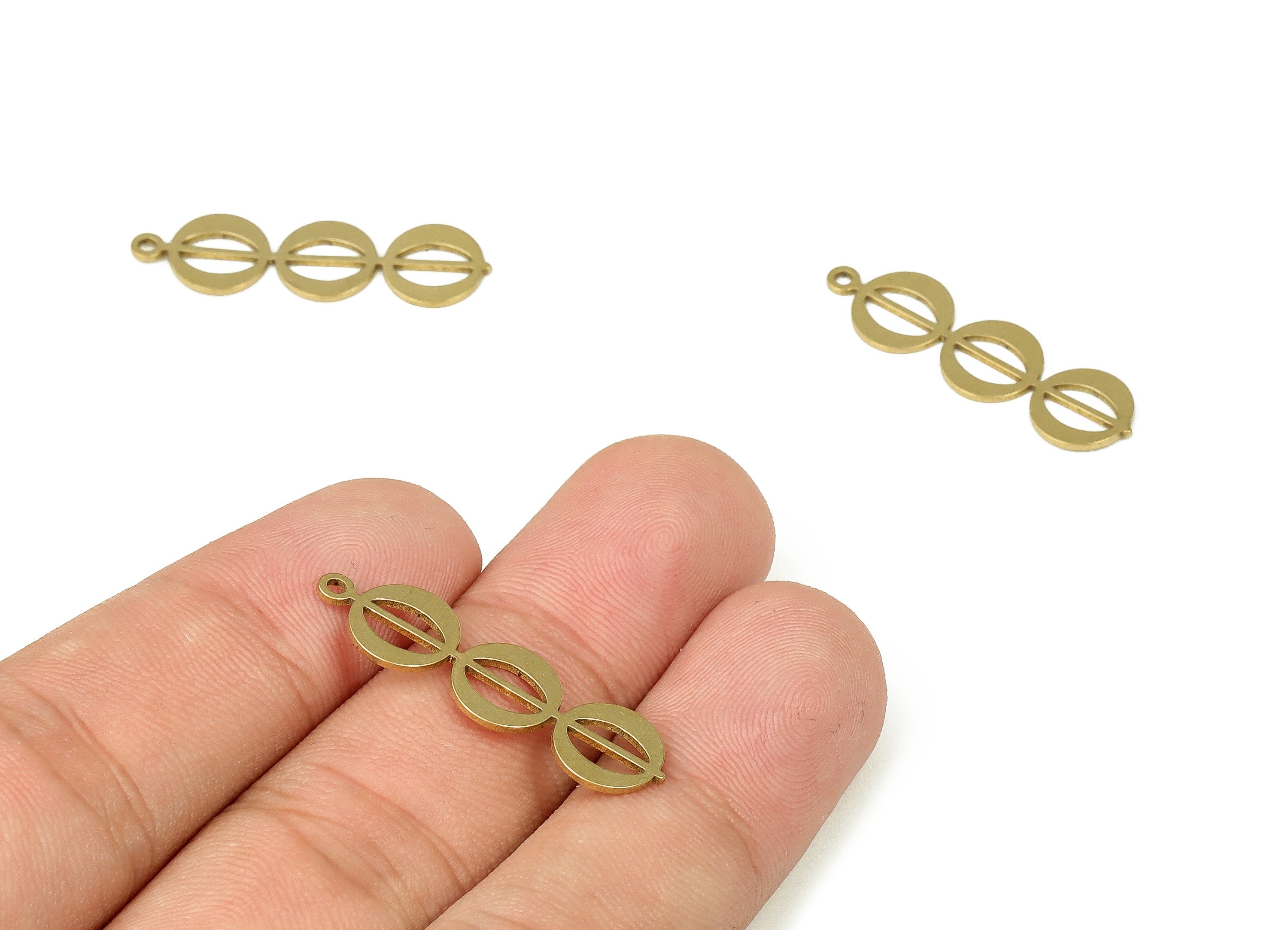Raw Brass More Round Earring Charms - Brass More Circle Pendant Charm - Earrings Finding - Jewelry Making Supplies -29.84x8.8x0.7mm- PP4342 - DOMEDBAZAAR