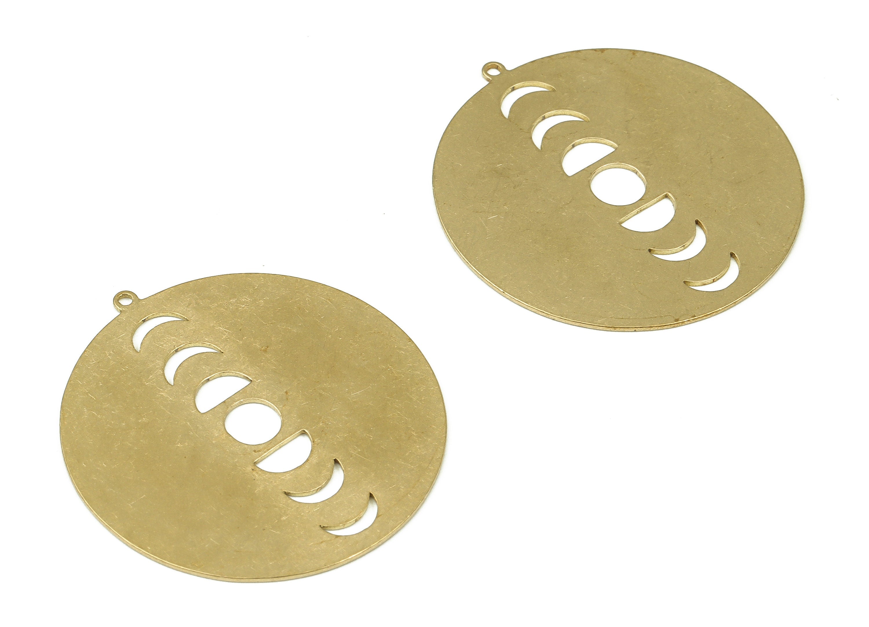 Brass Phases of Moon Earring Charms - Raw Brass Phases Of Moon Pendant - Earrings Findings - Jewelry Supplies - 33.87x31.93x0.6mm - PP4298 - DOMEDBAZAAR