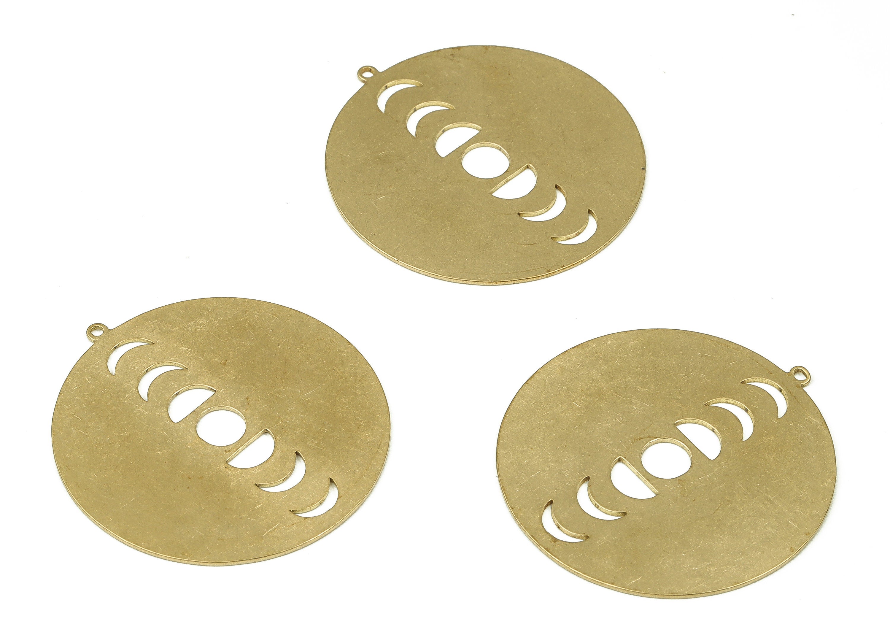 Brass Phases of Moon Earring Charms - Raw Brass Phases Of Moon Pendant - Earrings Findings - Jewelry Supplies - 33.87x31.93x0.6mm - PP4298 - DOMEDBAZAAR