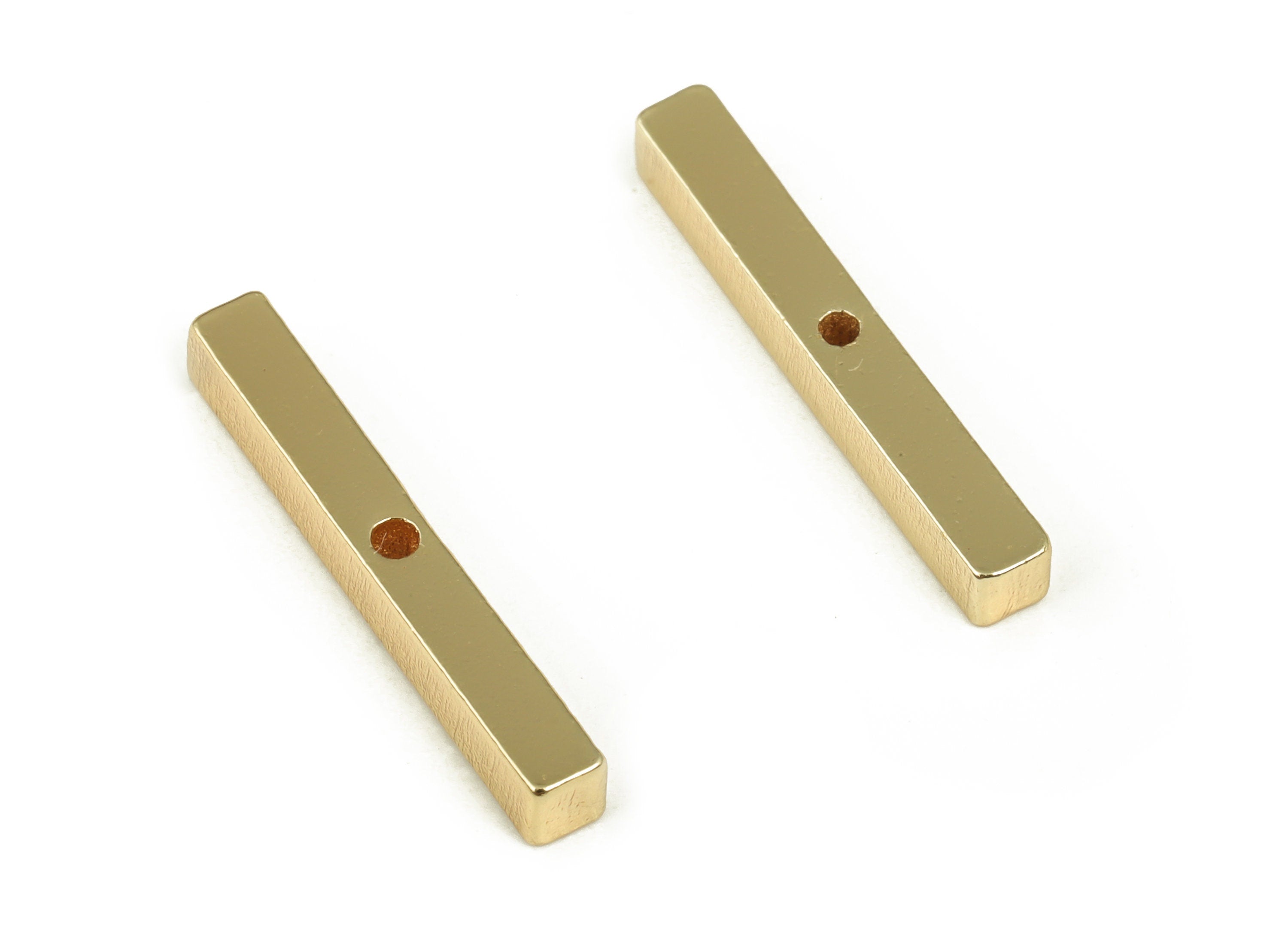 Brass Strip Earrings Connector - Gold Textured Strip Charms - 18K Gold Plated Brass - Jewelry Making Supplies -18.92x2.53x2.61mm- RGP3958G - DOMEDBAZAAR