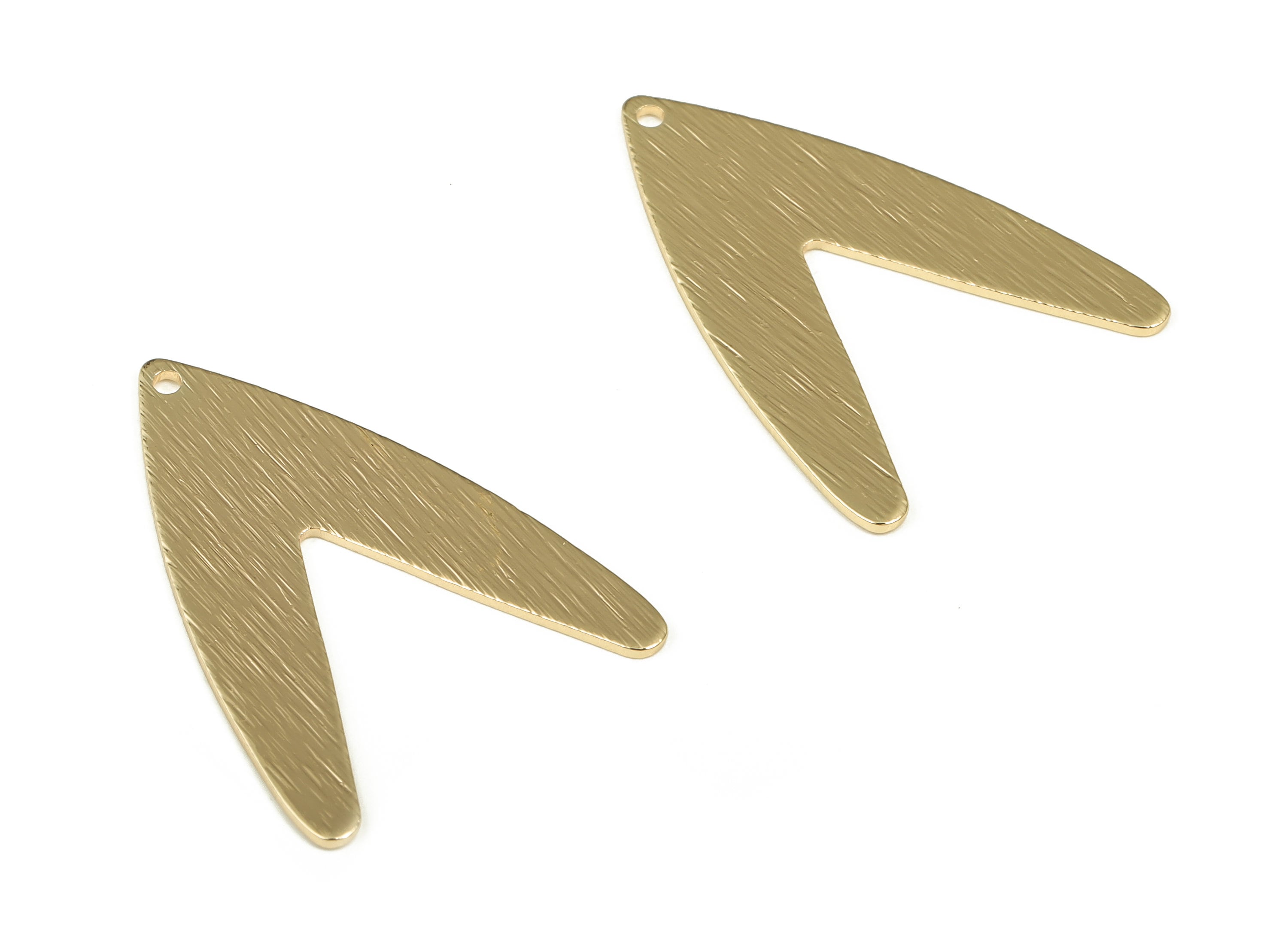 Brass Texture V Earring Charms - Gold Texture V Pendant - 18K Real Gold Plated Brass - Jewelry Making Supplies - 30.67x22.59x0.8mm - RGP3956 - DOMEDBAZAAR