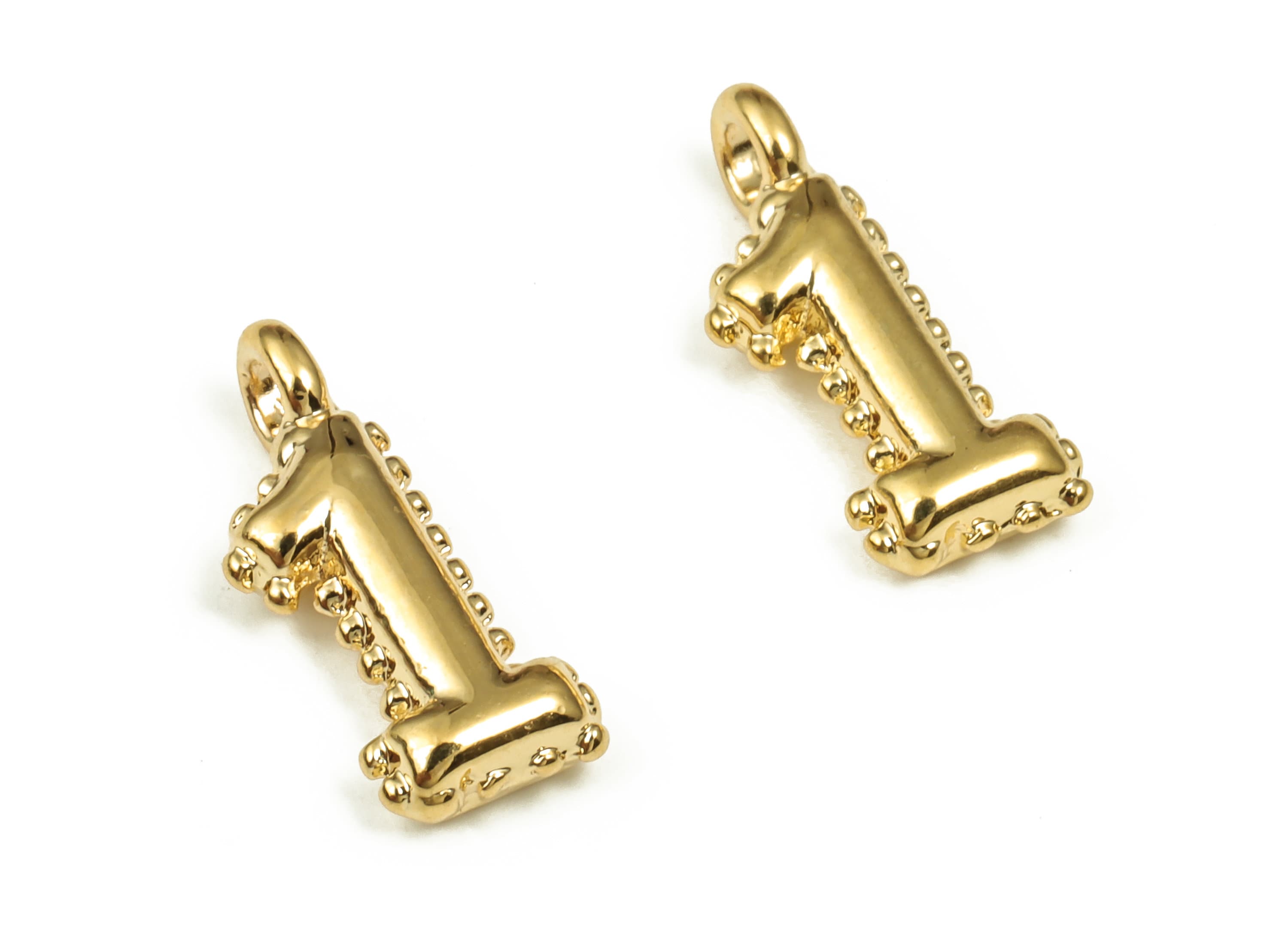 Brass Number Charm 1 - Gold Number Pendant Charm - 18K Gold Plated Brass - Numbered Charms - Jewelry Supplies-14.1x5.81x2.67mm- RGP3577-1 - DOMEDBAZAAR