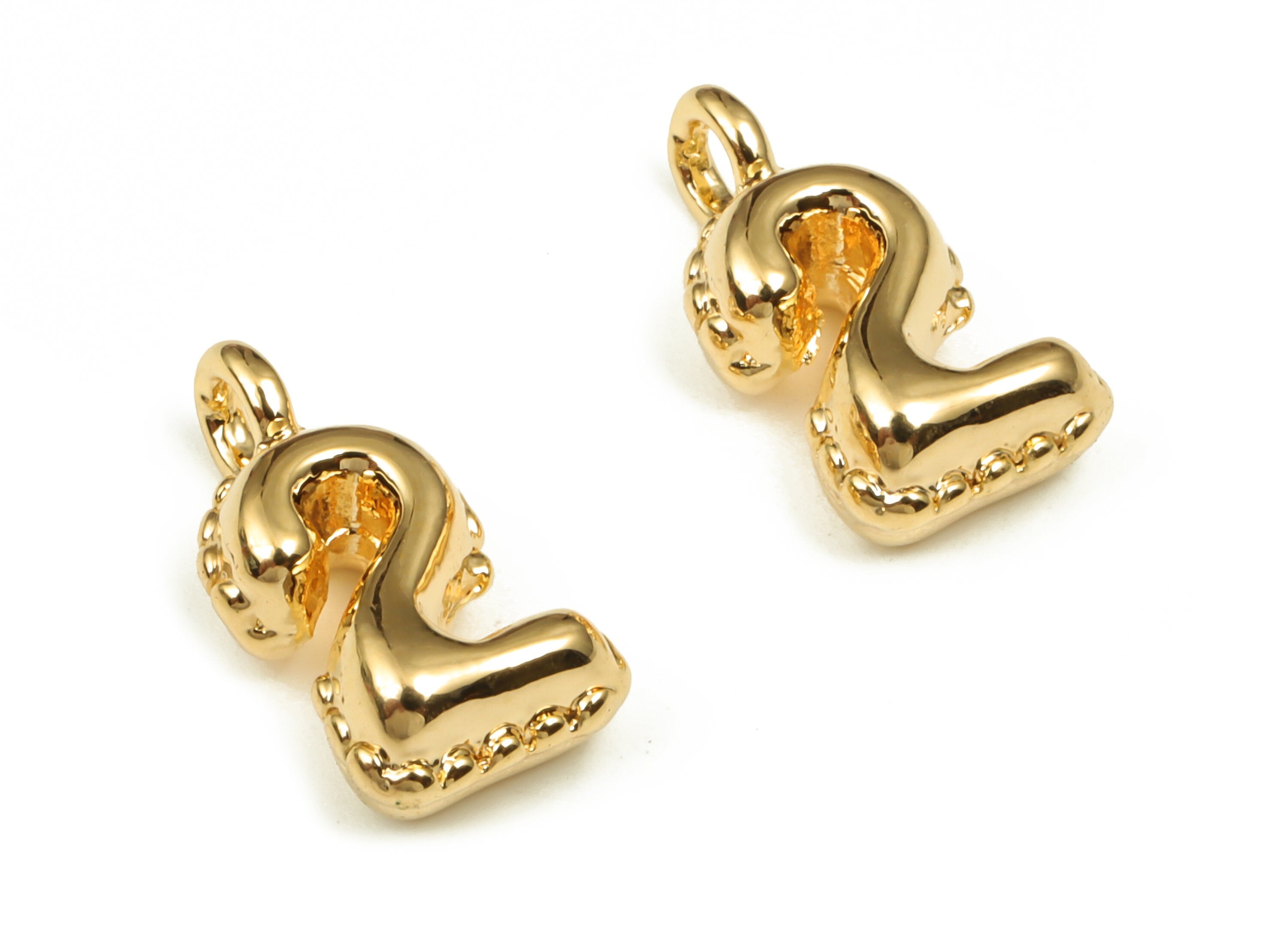 Brass Number Charm 2 - Gold Number Pendant Charm - 18K Gold Plated Brass - Numbered Charms - Jewelry Supplies -13.49×6.87×4.52mm- RGP3577-2 - DOMEDBAZAAR