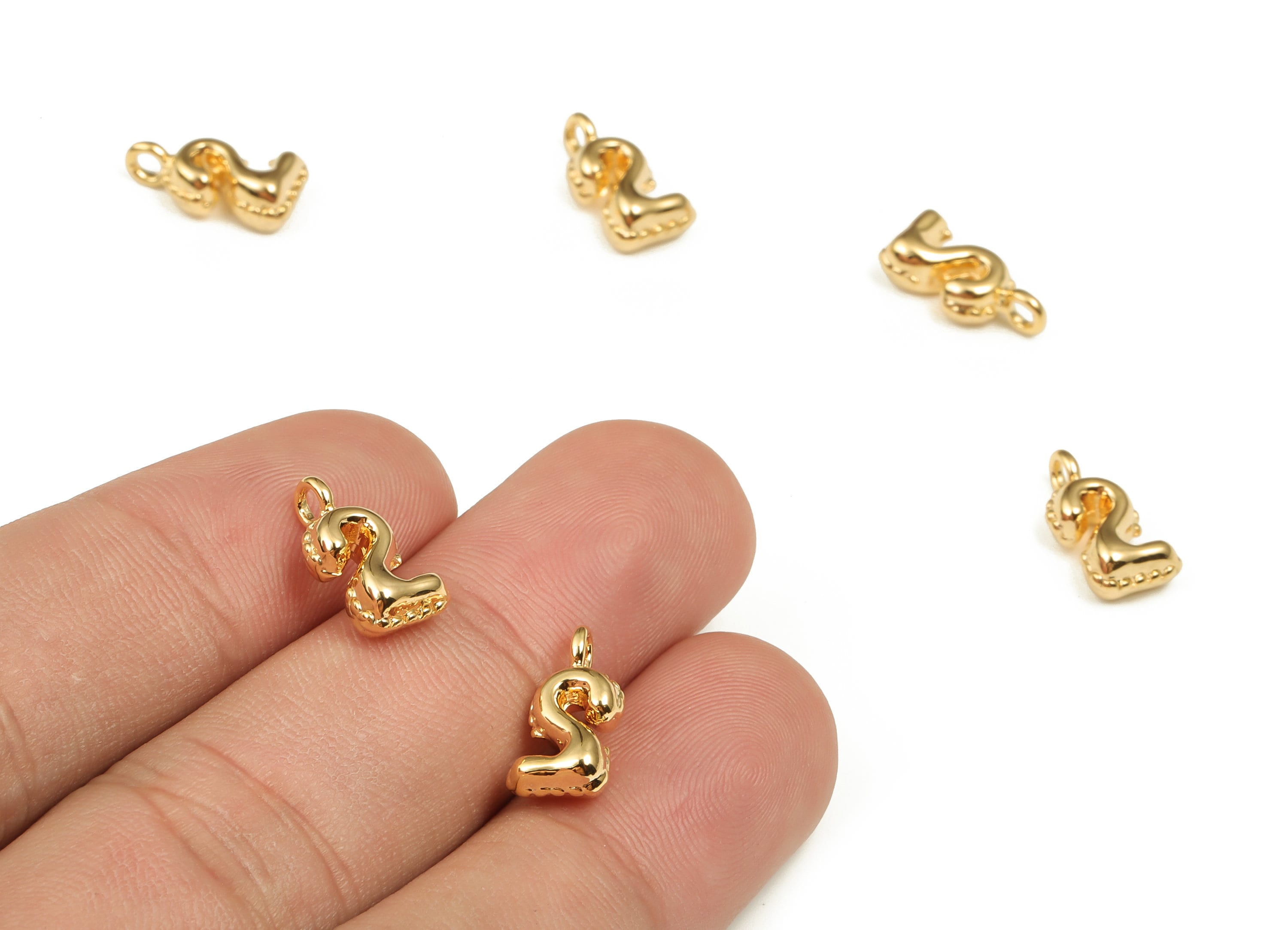 Brass Number Charm 2 - Gold Number Pendant Charm - 18K Gold Plated Brass - Numbered Charms - Jewelry Supplies -13.49×6.87×4.52mm- RGP3577-2 - DOMEDBAZAAR