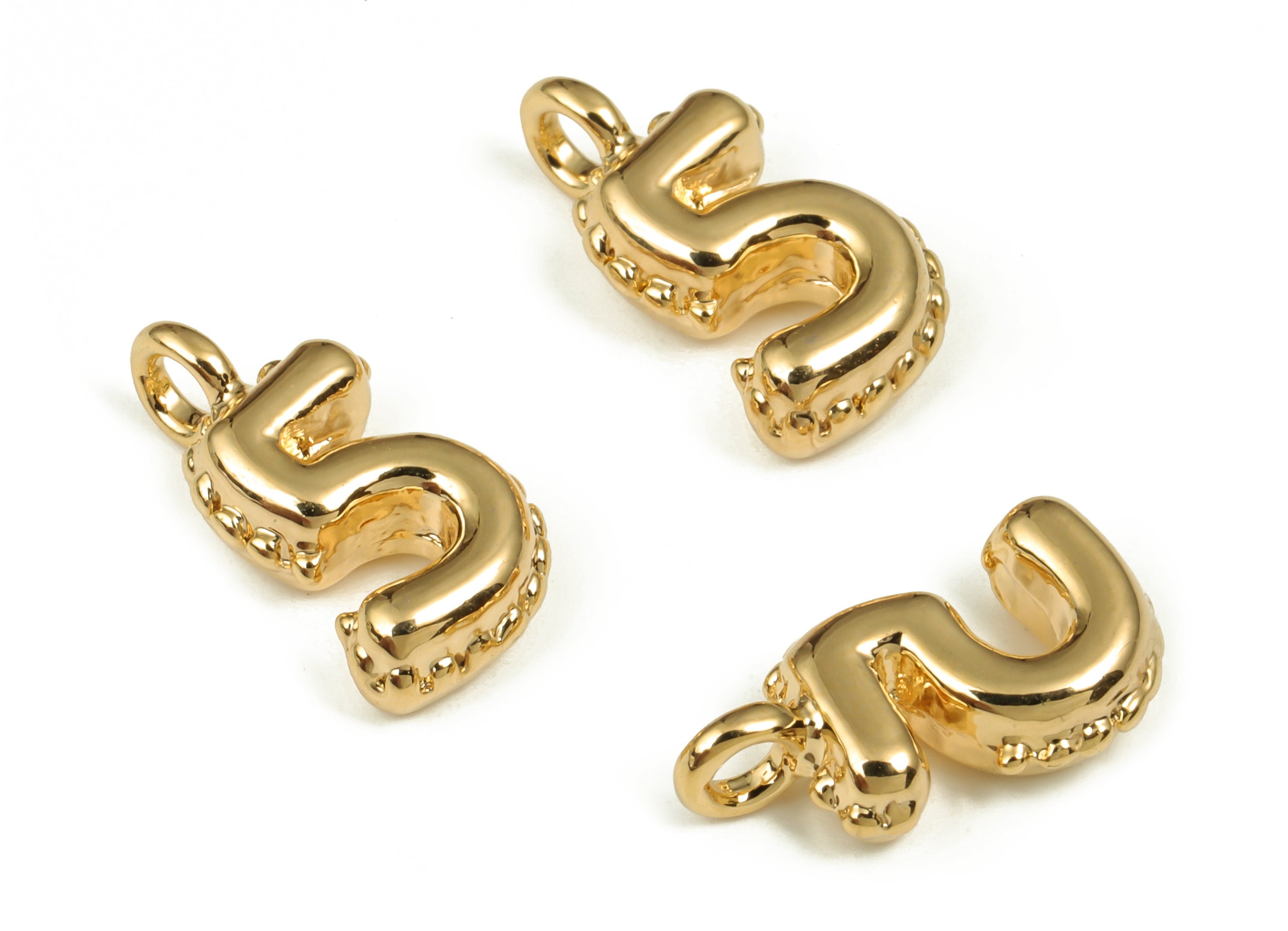Brass Number Charm 5 - Gold Number Pendant Charm - 18K Gold Plated Brass - Numbered Charms - Jewelry Supplies - 13.83×7.33×3.15mm- RGP3577-5 - DOMEDBAZAAR