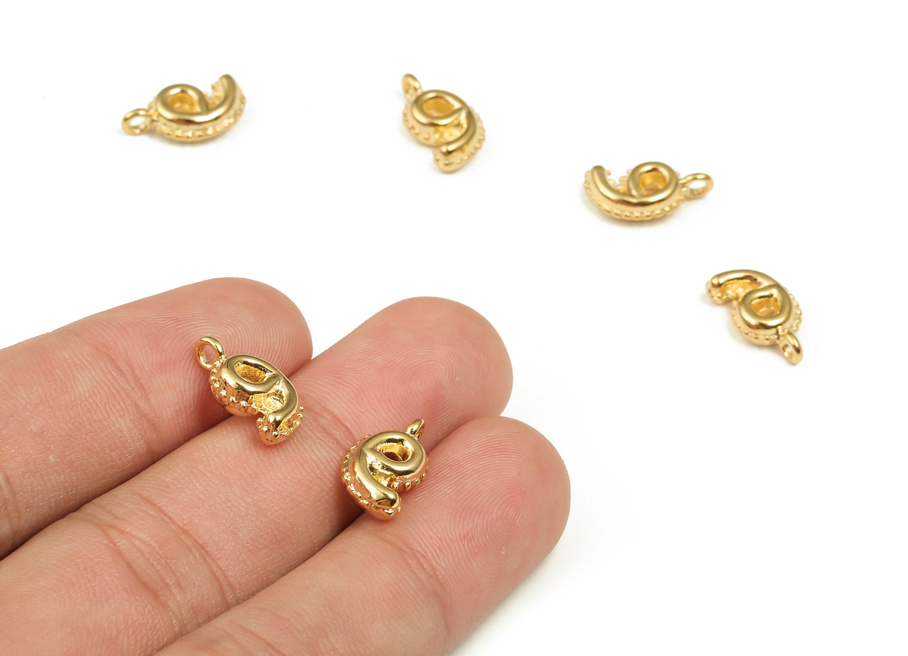 Brass Number Charm 9 - Gold Number Pendant Charm - 18K Gold Plated Brass - Numbered Charms - Jewelry Supplies - 14.57×8.12×3.92mm-RGP3577-9 - DOMEDBAZAAR