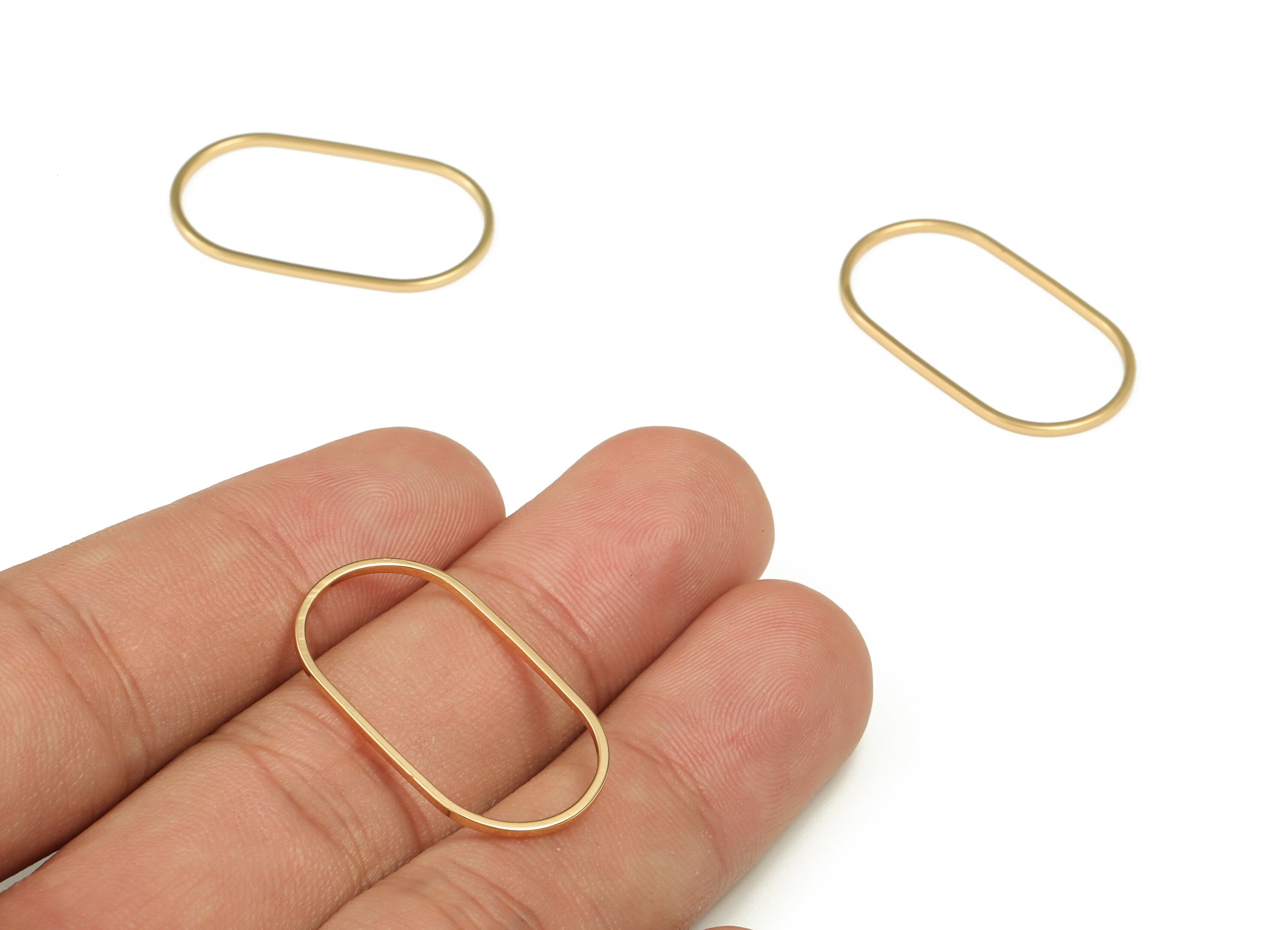 Brass Oval Earring Charms - Gold Oval Pendant - 18K Real Gold Plated Brass - Earring Finding - Jewelry SuPPlies - 28x15x0.85mm - RGP3315 - DOMEDBAZAAR
