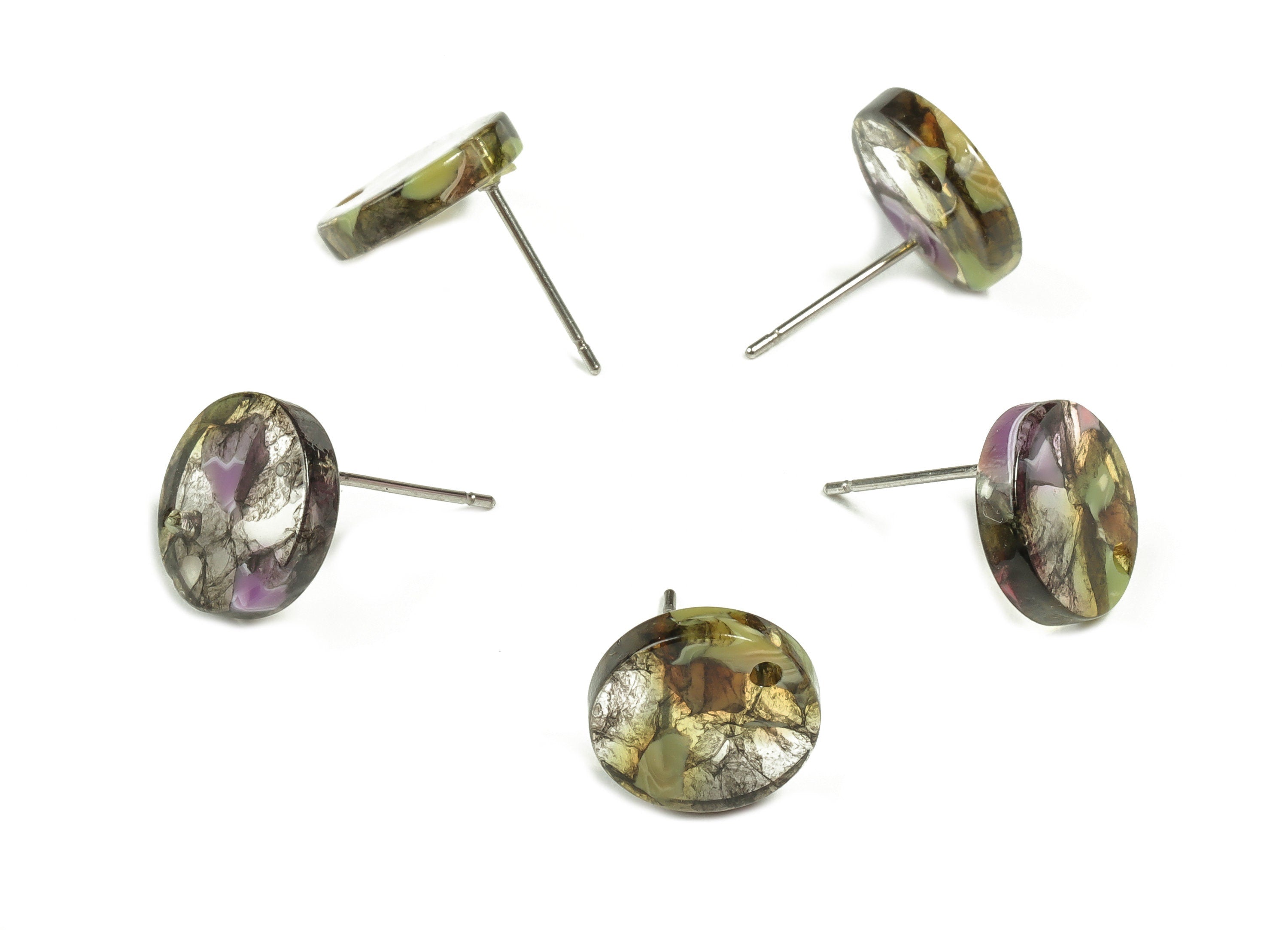 Acetate Round Earring Stud - Round Earring Post and Stud - Earring Findings - Color Code: A167 - 11.91x11.91x2.6mm - AC1523-A167 - DOMEDBAZAAR